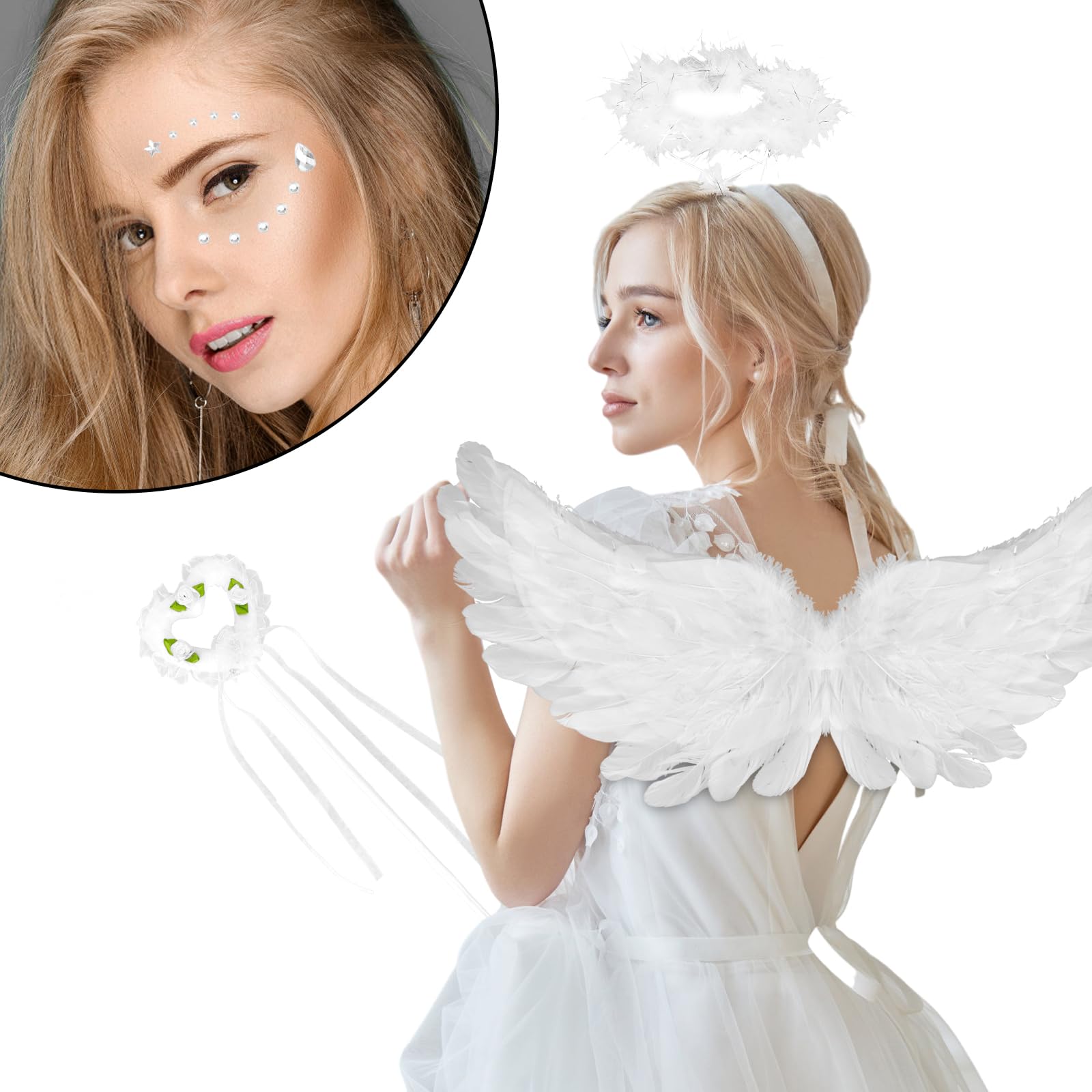 Aureola Abito Da Angelo Ali E Aureola Angelo Bianco SULOLI Costume