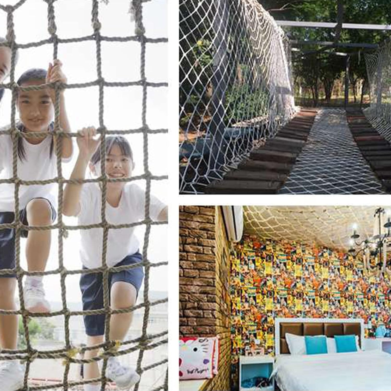 WIGING Kids Safety Hemp Rope Net, 8MM Rope Diameter Balcony Stair Fence Garden Playground Protection Netting, Decorative Twine, Multiple (Color : 15cm, Size : 1x5m)