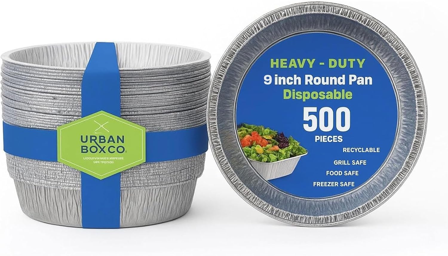 9” Foil Pans – Premium Aluminum Takeout Containers for Food Storage, Baking, Meal Prep – Ideal for Home, Restaurant, and Catering Use (500, No Lid)