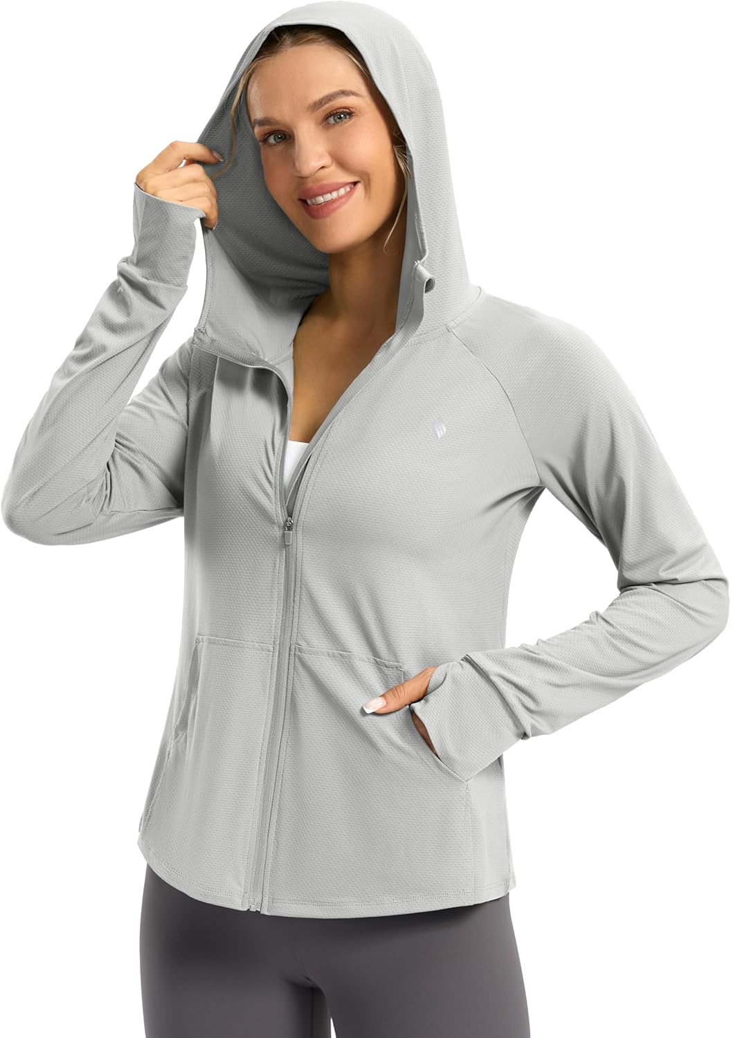 SANTINY Women's UPF 50+ UV Jacket Sun Protection Zip up Hoodie Lightweight Summer SPF Long Sleeve Shirts for Hiking Running