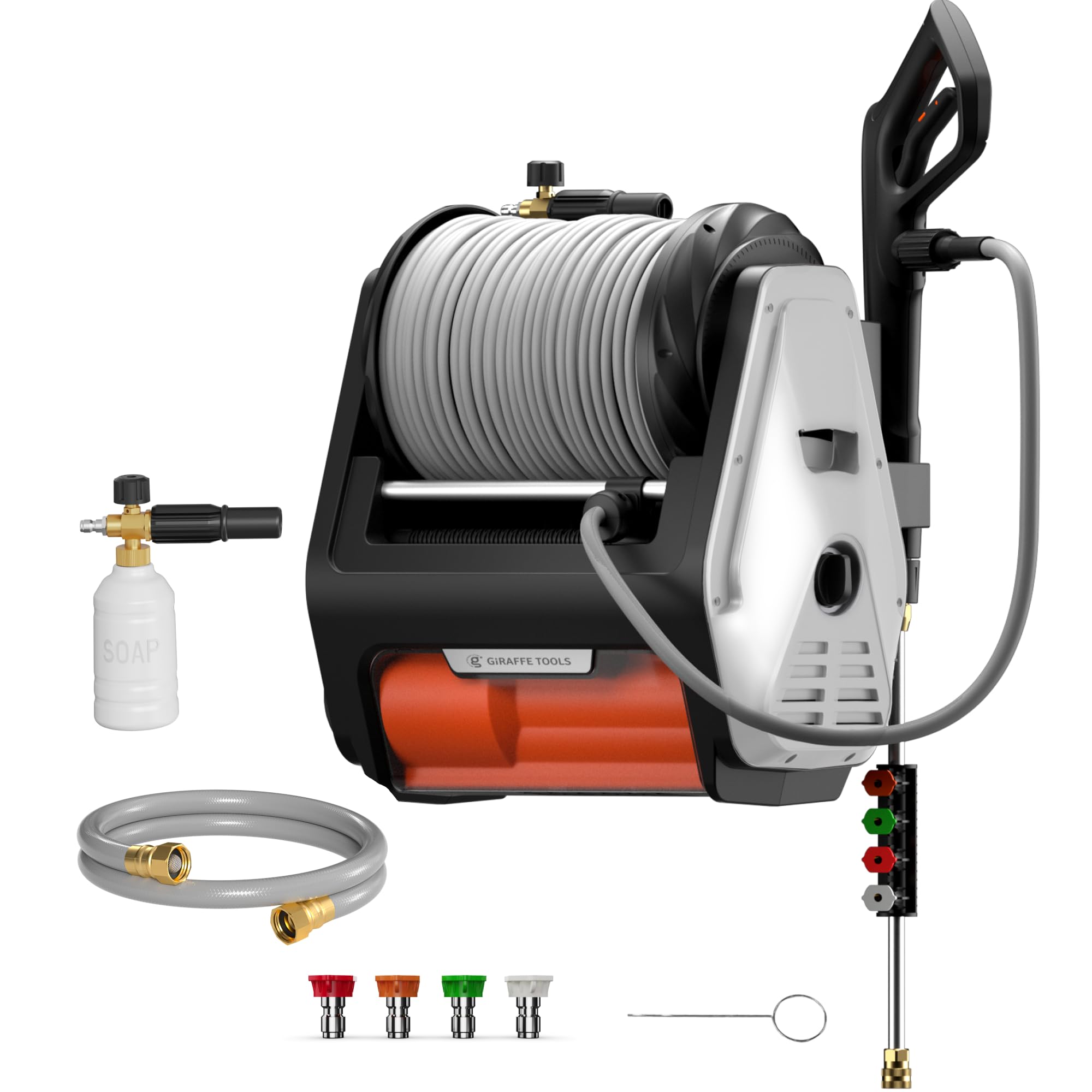 Giraffe Tools Grandfalls Retractable Wall Mounted Pressure Washer Pro