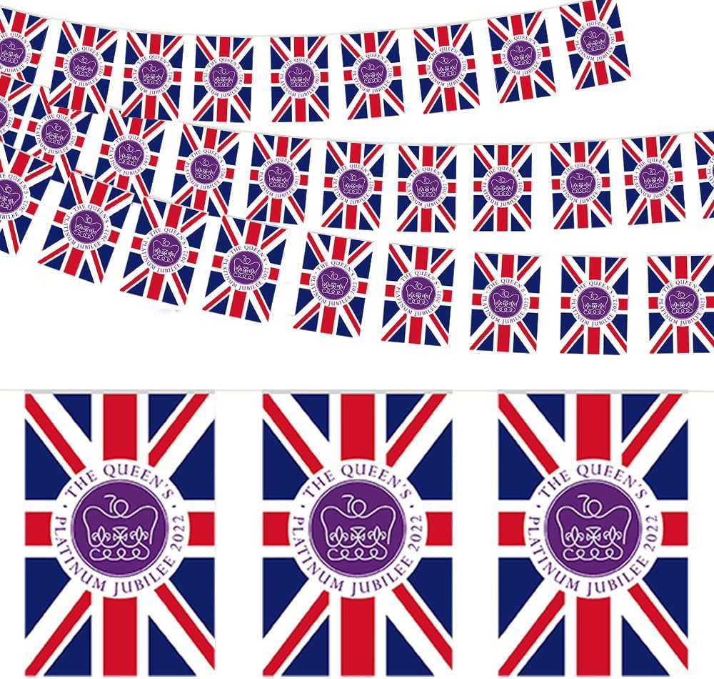 Queen's Platinum Jubilee Bunting, Platinum Jubilee Flag, 70