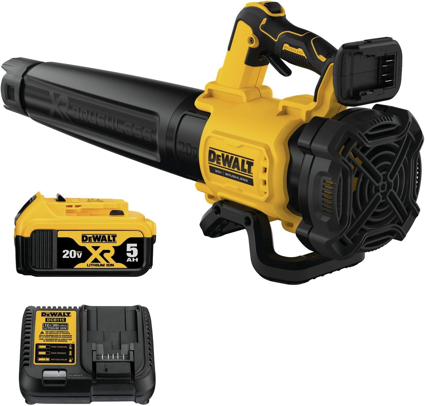Dewalt DCBL722P1R 20V MAX XR Brushless Lithium-Ion Cordless Handheld Blower Kit (5 Ah) (Renewed)
