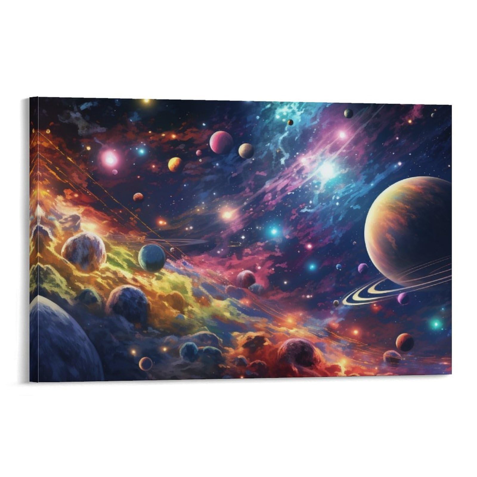 CPLVKWRQJ Universe Single Vibrant Galaxy Space Scene Canvas Print - Office Wall Focal Art Fade Resistant Statement Piece Ready to Hang 08x12inch(20x30cm)