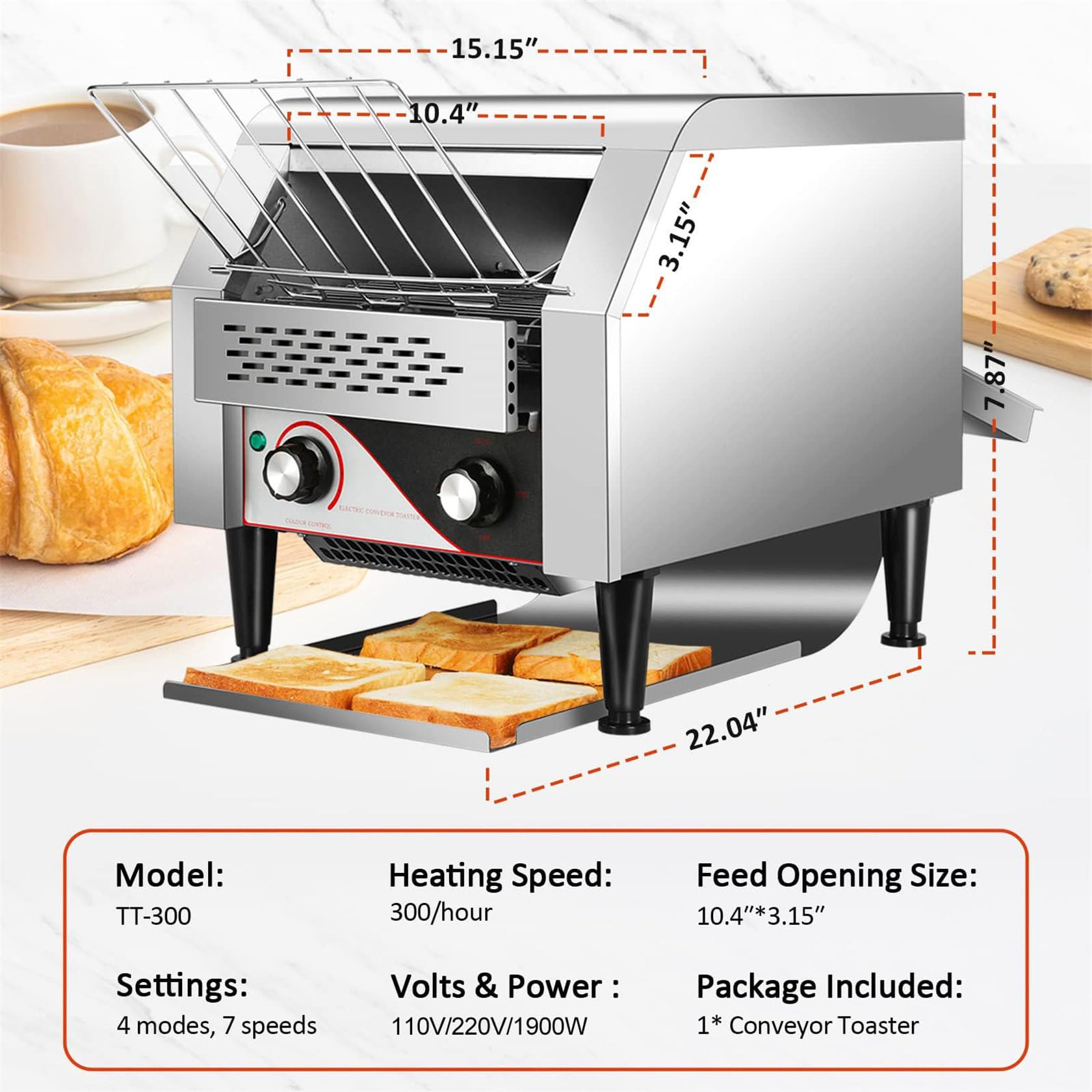 Tostadora comercial con tubos de calefacción dobles, diseño deslizante de alta capacidad para restaurantes y hogares, tostado eficiente para pan y bagels