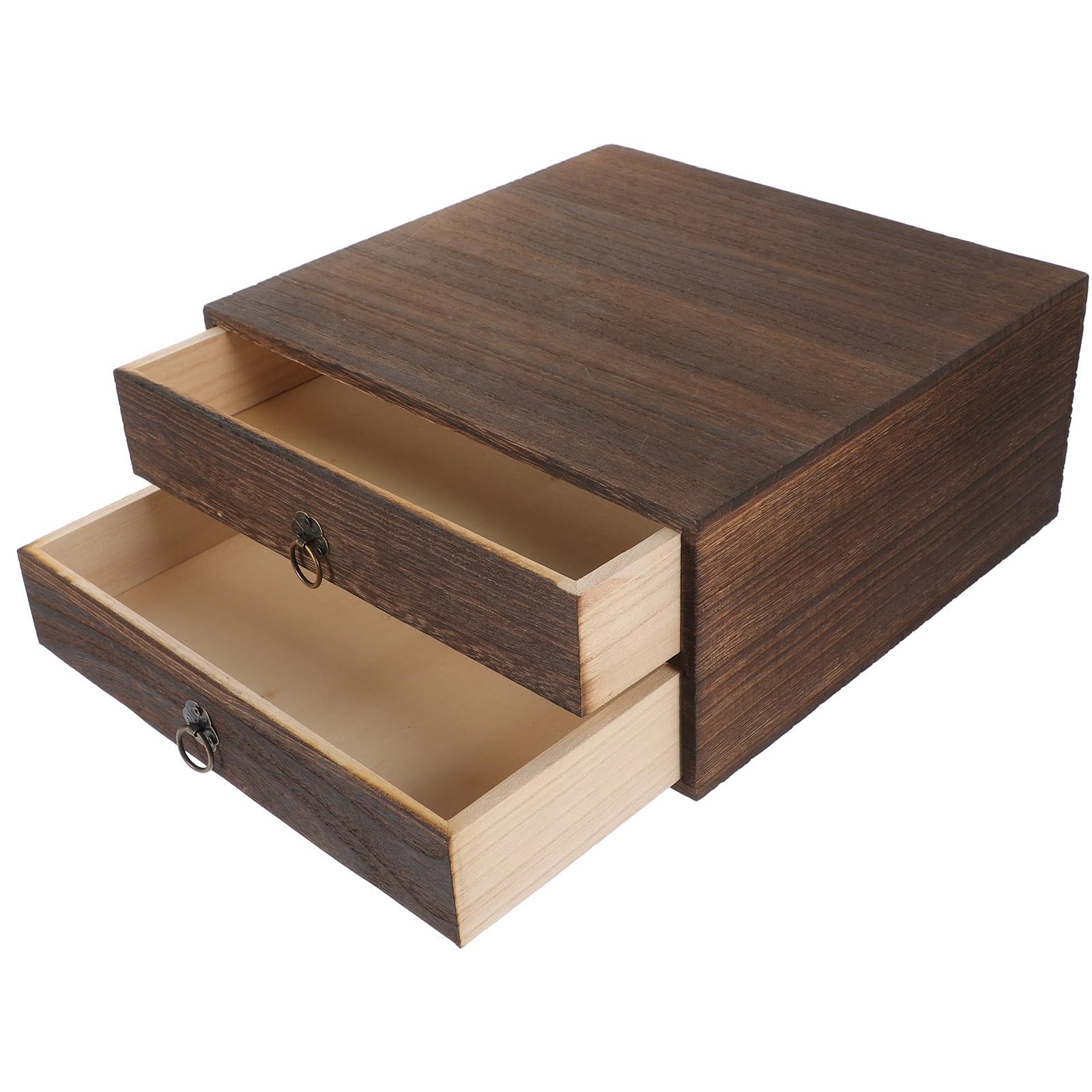 CHILDWEET Scatola Portaoggetti a Cassetto in Legno Multistrato, Doppio Strato, Dimensioni Compatte 25,5X24,5X11 CM, Adatta per l'Organizzazione di Cancelleria e Accessori da Ufficio