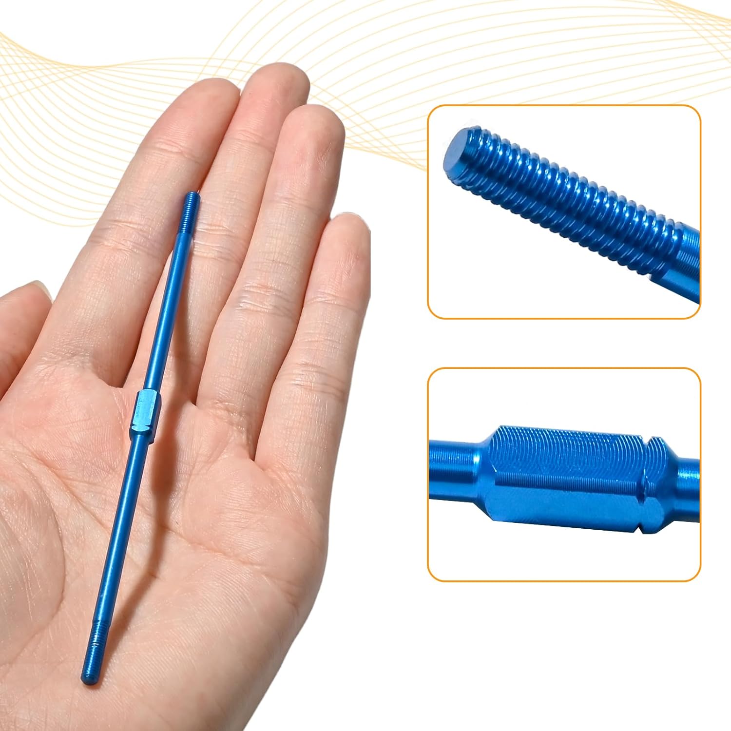 3x106mm Aluminum Alloy Turnbuckle Shaft with M3 Threads, Push Rod Tie Rod Linkage Replacement for #54756, Compatible with 1/10 Tamiya RC Crawlers Trucks On/Off-Road Buggy Upgrade (Blue)