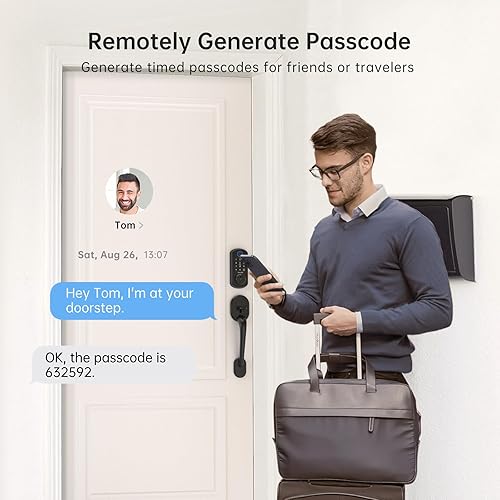 Miniatura 6 de Cerradura inteligente para puerta delantera Hornbill Keyless Entry Fingerbolt - Cerraduras de puerta con teclado electrónico Bluetooth Alexa para