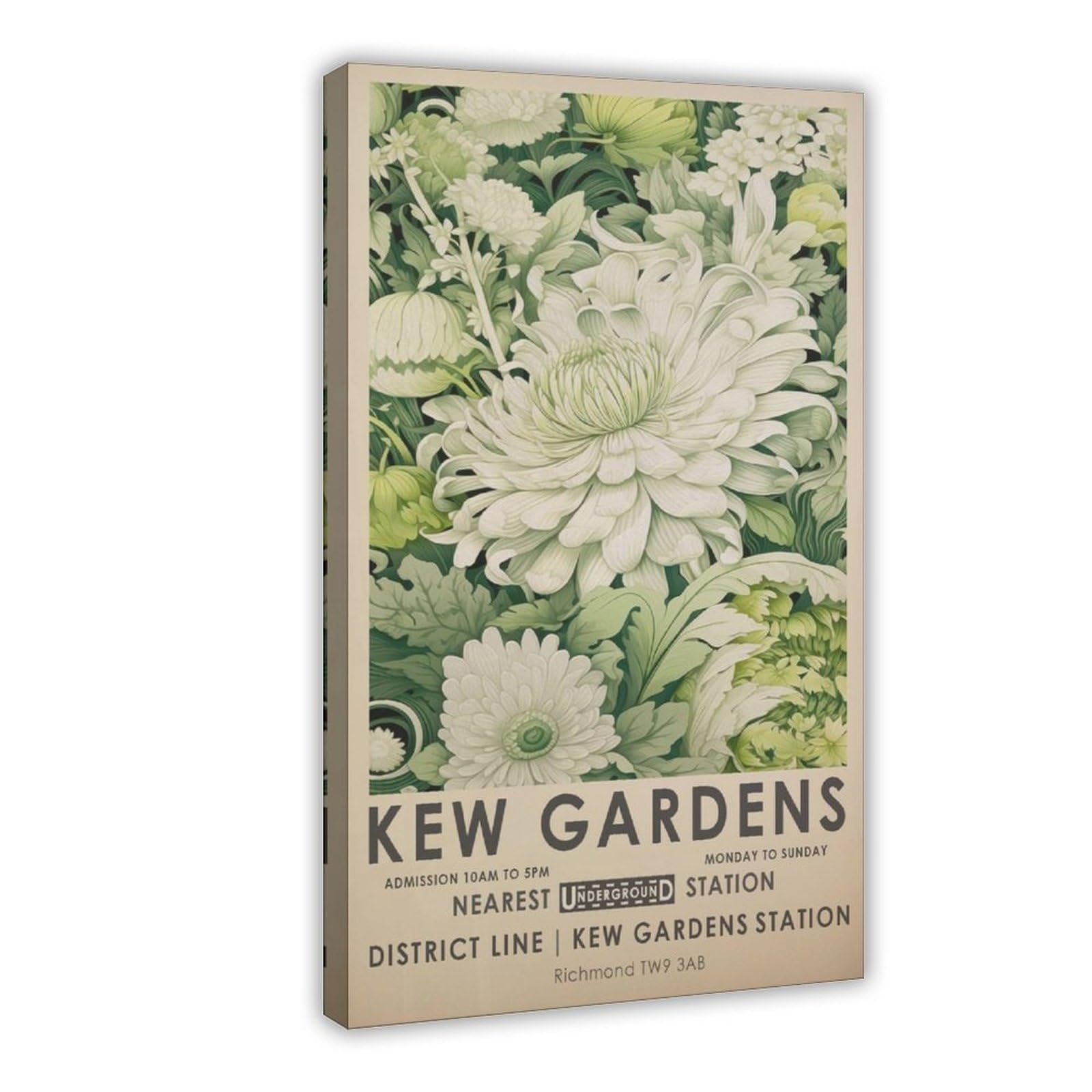 Mghdgd Kew Gardens,Green Floral, Vintage Green Botanical Canvas Poster Bedroom Decor Landscape Office Room Decor Gift 16X24inch(40X60cm)