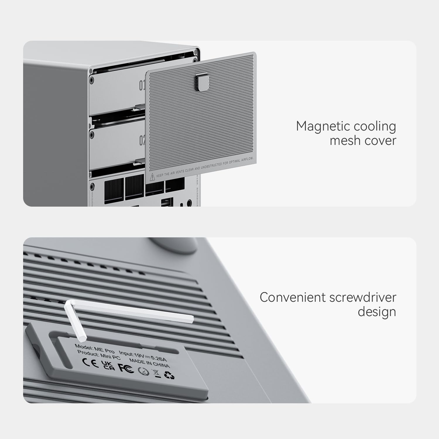 Beelink Mini PC, ME Pro 2 alloggiamenti per dischi rigidi NAS Intel N95 12G LPDDR5 128G M.2 PCIe 3.0 SSD, 3 slot SSD M.2, Dual LAN/File Server/NAS Storage/Network Attached Storage/Cloud privato
