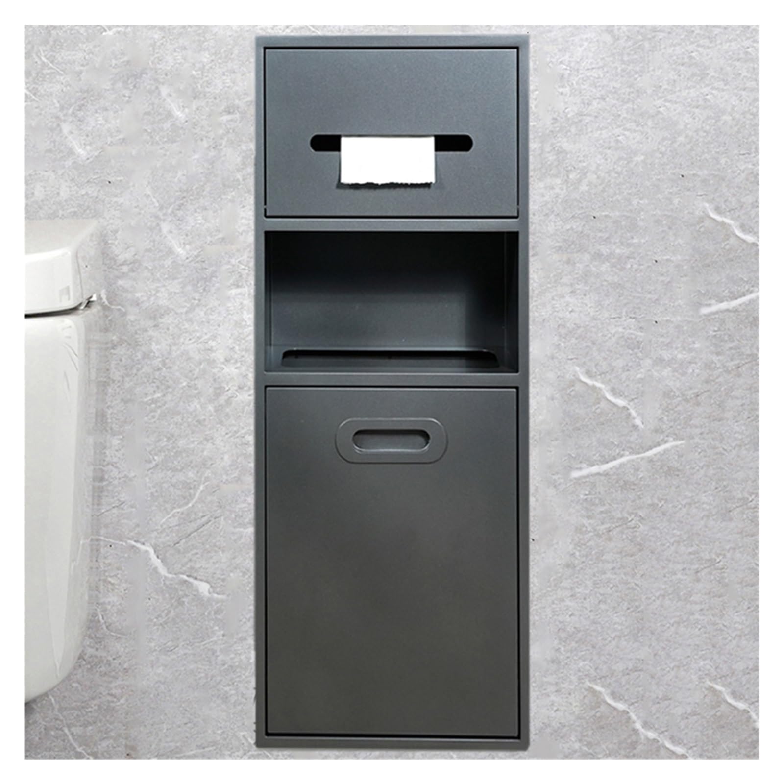 QUSYZD Stainless Steel Shower Nich, Recessed Shower Niche Trash Can Holder, Built-in Shampoo Storage Shelf for Bathroom Storage/Shampoo/Toiletries,Grey-40x86x14cm,Gray-23x67x14cm/9.05x26.37x5.51in