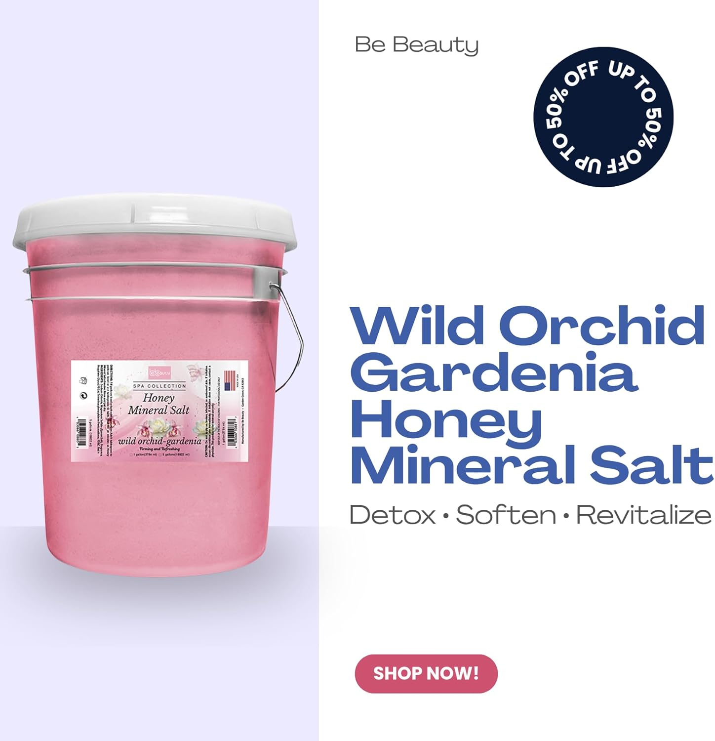 Wild Orchid Gardenia Honey Mineral Salt Luxurious & Soothing Foot and Body Mineral Salt for Soft, Smooth & Relaxed Skin by BeBeauty 5 Gallons