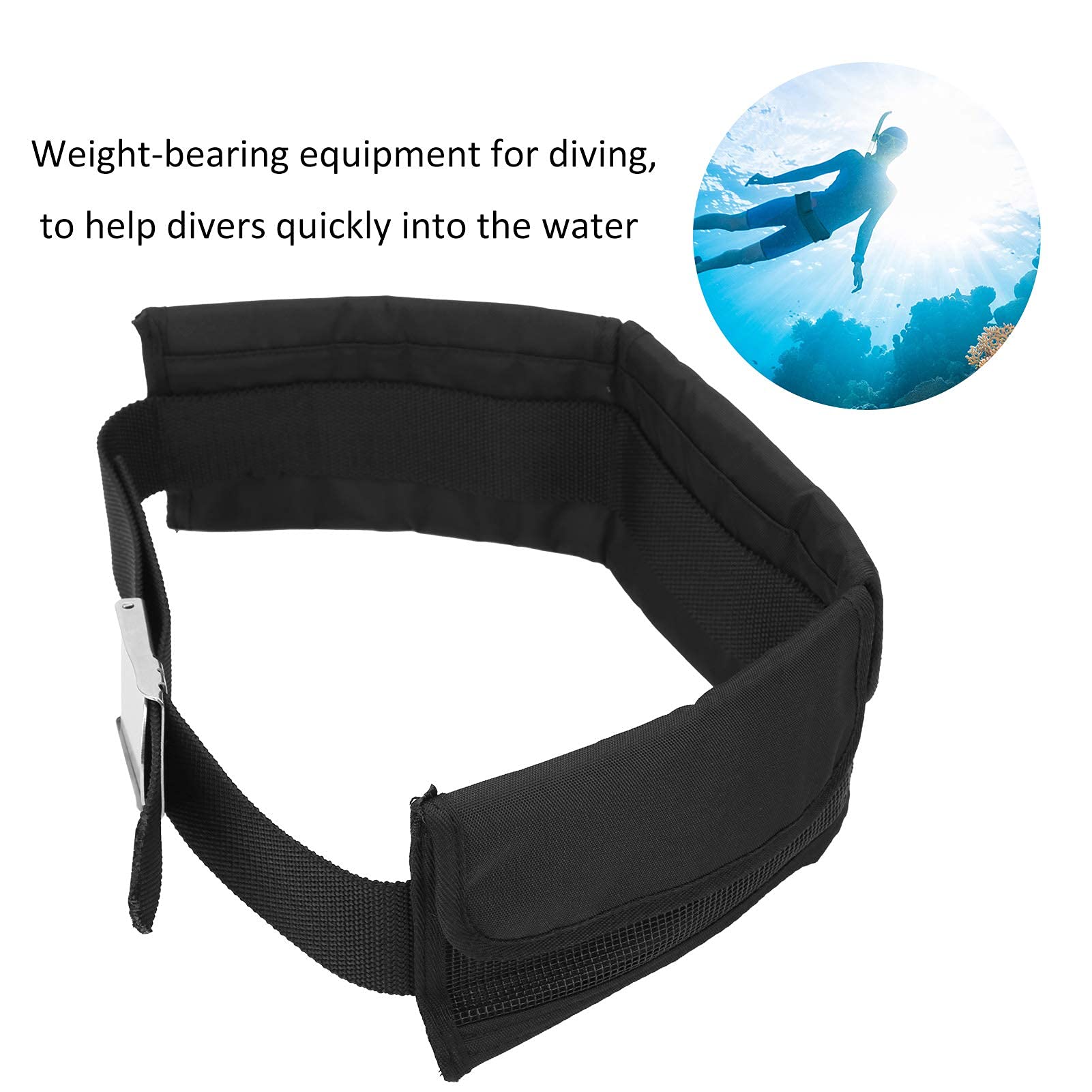 Alomejor Cintura per Pesi da Immersione Cintura per Contrappesi a 3 Tasche Cintura Regolabile con Fibbia per Subacquee Nuoto Snorkeling Scuba (Pesi Non Inclusi)