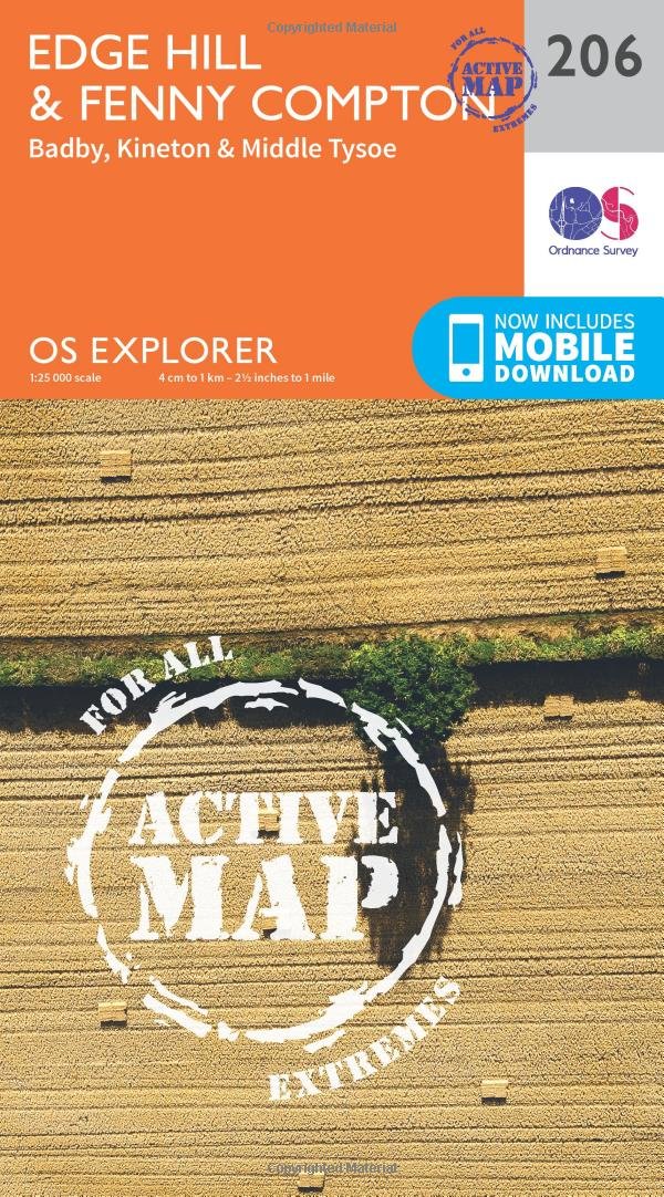 Edge Hill & Fenny Compton Map | Weatherproof | Badby, Kineton & Middle Tysoe | Ordnance Survey | OS Explorer Active Map 206 | England | Walks | Hiking | Maps | Adventure