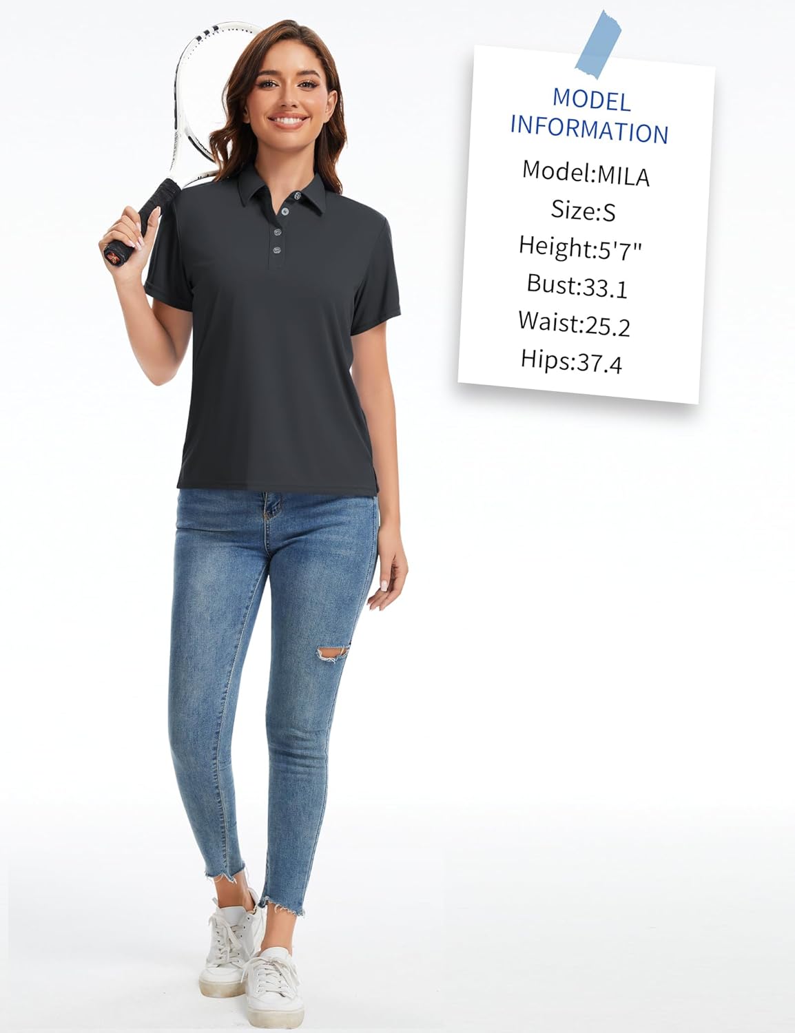 Women's Polo Shirts UPF 50+ Casual Work Quick Dry 4 Buttons Short Sleeve Collared Golf Shirt XS-4XL - Image 6