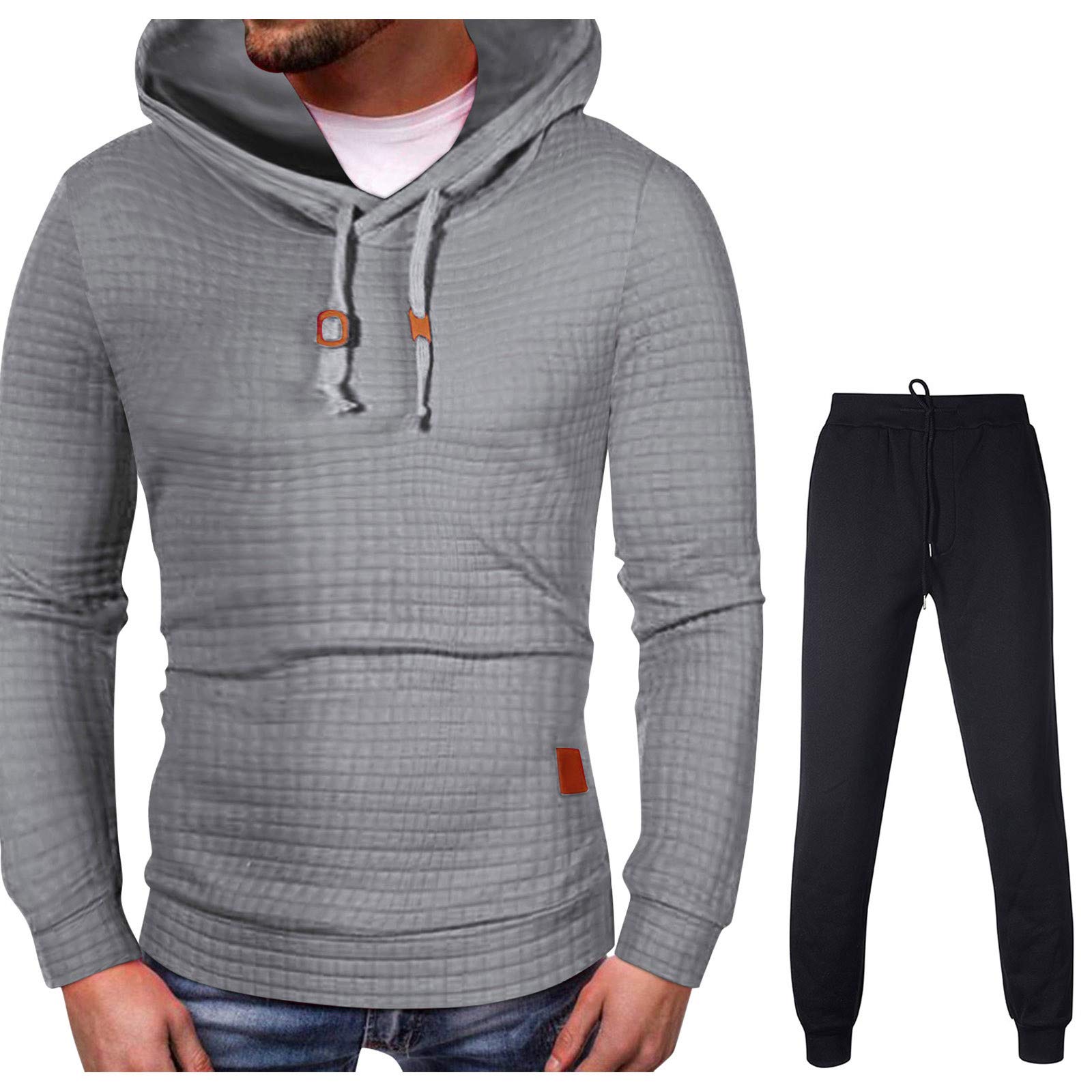 Hombre Conjunto con Capucha Sudadera Ajustada Top Pantalones Deportivos