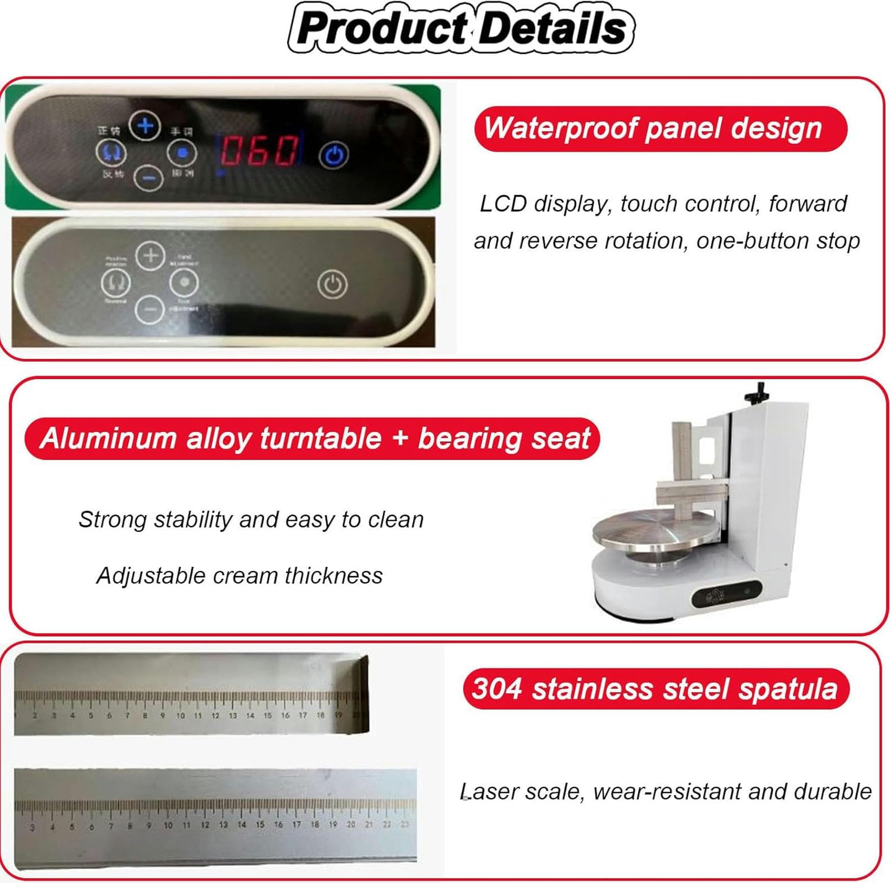 4-12 Inch Automatic Cake Icing Machine, Smoother Adjustable Cake Scraper for Cake Cream with 35cm Automatic Cake Rotating Plate,Green