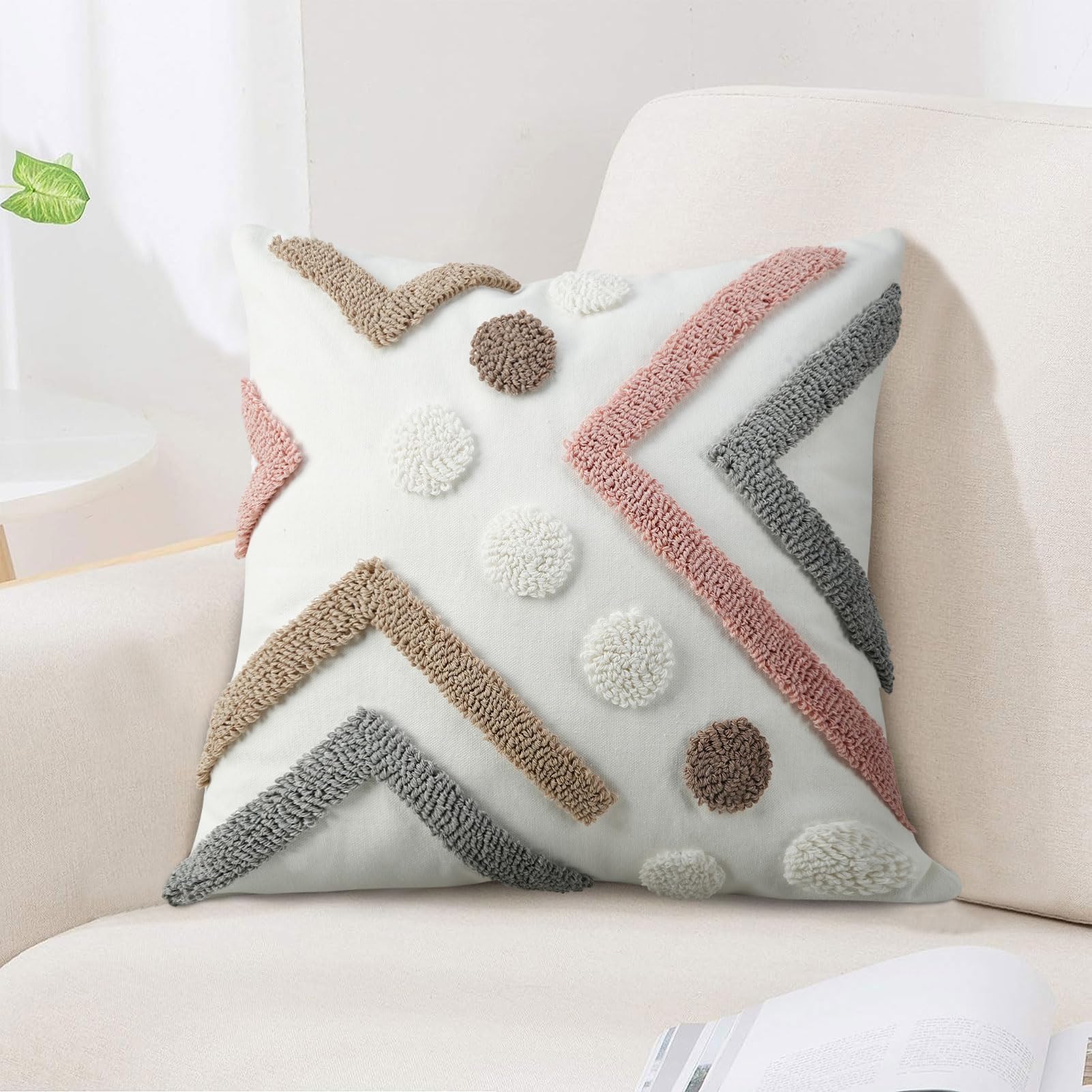 Adabana Boho Pillow Covers 18 18 Tufted Geometric Bohemian Throw Pillow Covers Modern Decorative Stylish Pillows for Couch