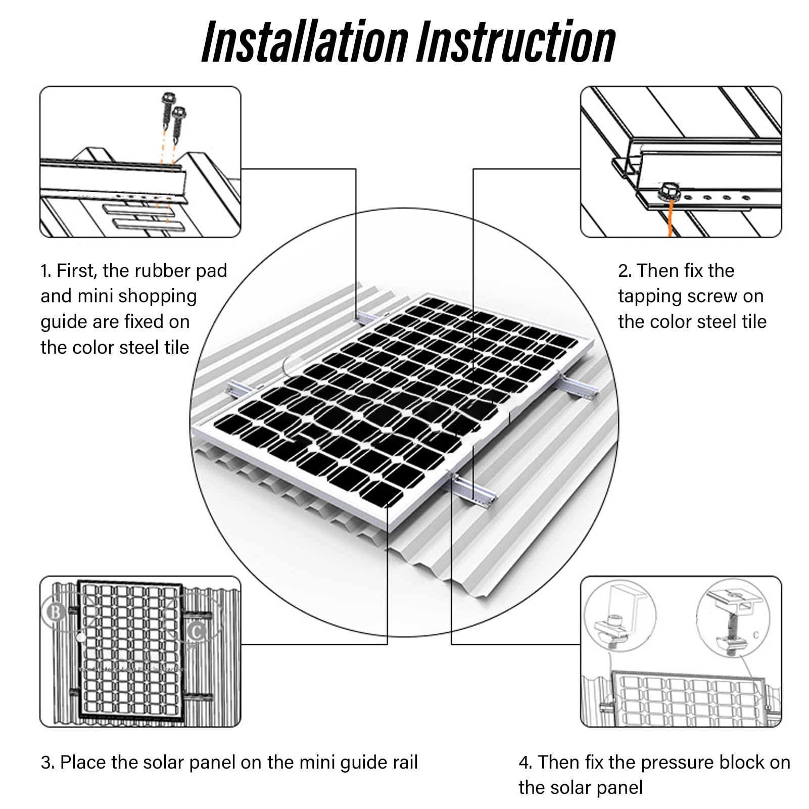 4 Set Kit di Montaggio del Pannello Solare, Supporto per Pannello Solare in Alluminio Leggero da 300 MM, Kit di Staffe di Montaggio del Pannello Solare con Dadi e Bulloni per Barca