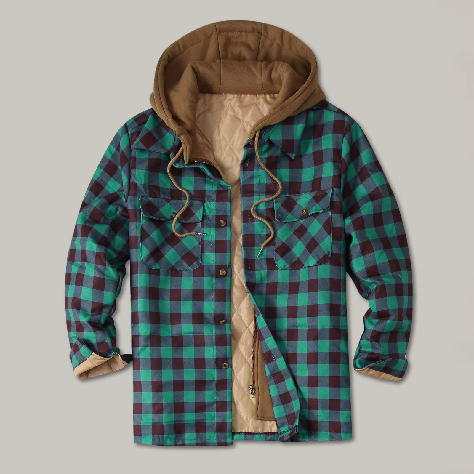 Camisa de franela de manga larga para hombre, de forro polar, con botones, para el tiempo libre, ajuste normal, forro polar, térmica, para hombre, de franela de manga larga, a cuadros,