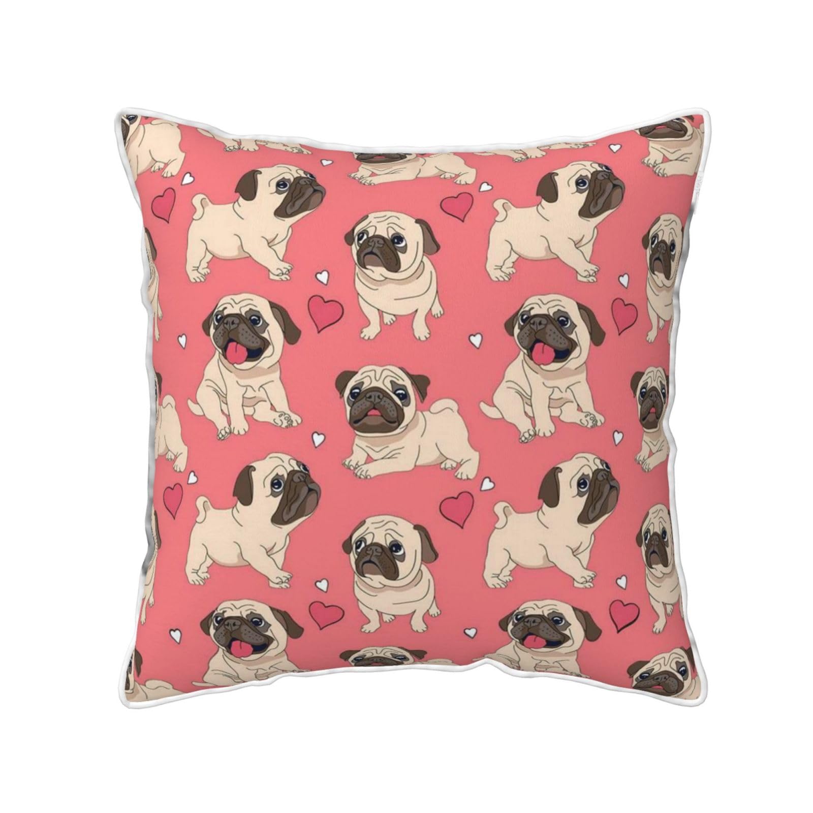 FZGGWYHL Pug Dog printed Velvet Throw Pillow Cover Pillowcase