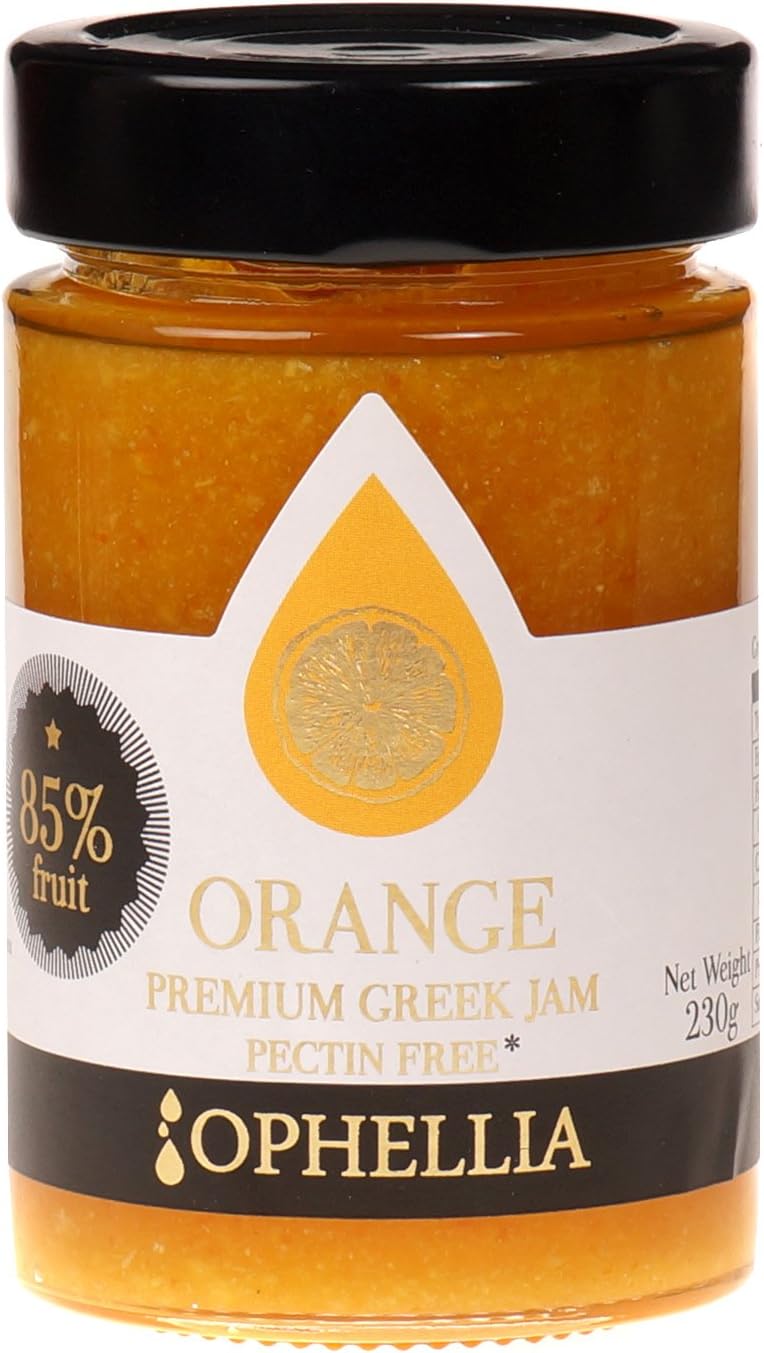 Ophellia Greek Traditional Jam 85% Fruit Glass jar 230 gr (Orange)