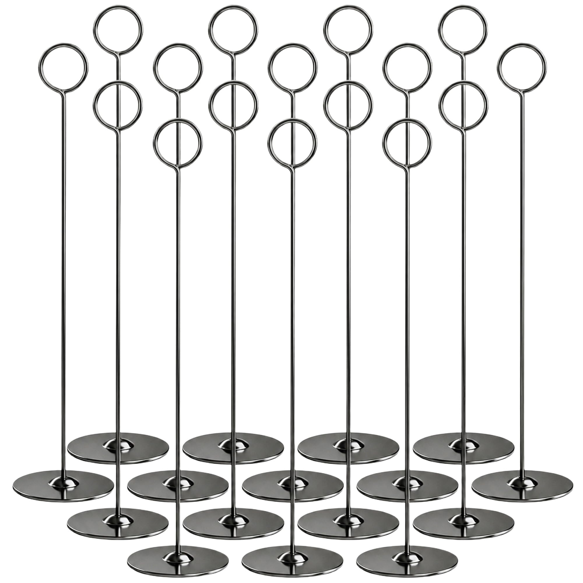 Urban Deco 16 Pieces Table Card Holder 12 inches Gold Place Steel Card Holders for Photos, Food Signs, Memo Notes, Weddings, Restaurants, Birthdays (Nickel Black)