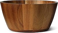 Amazon Basics Acacia Wood 10-Inch Salad Bowl - Family Size Wooden Serving Bowl for Salads, Fruits, Pasta