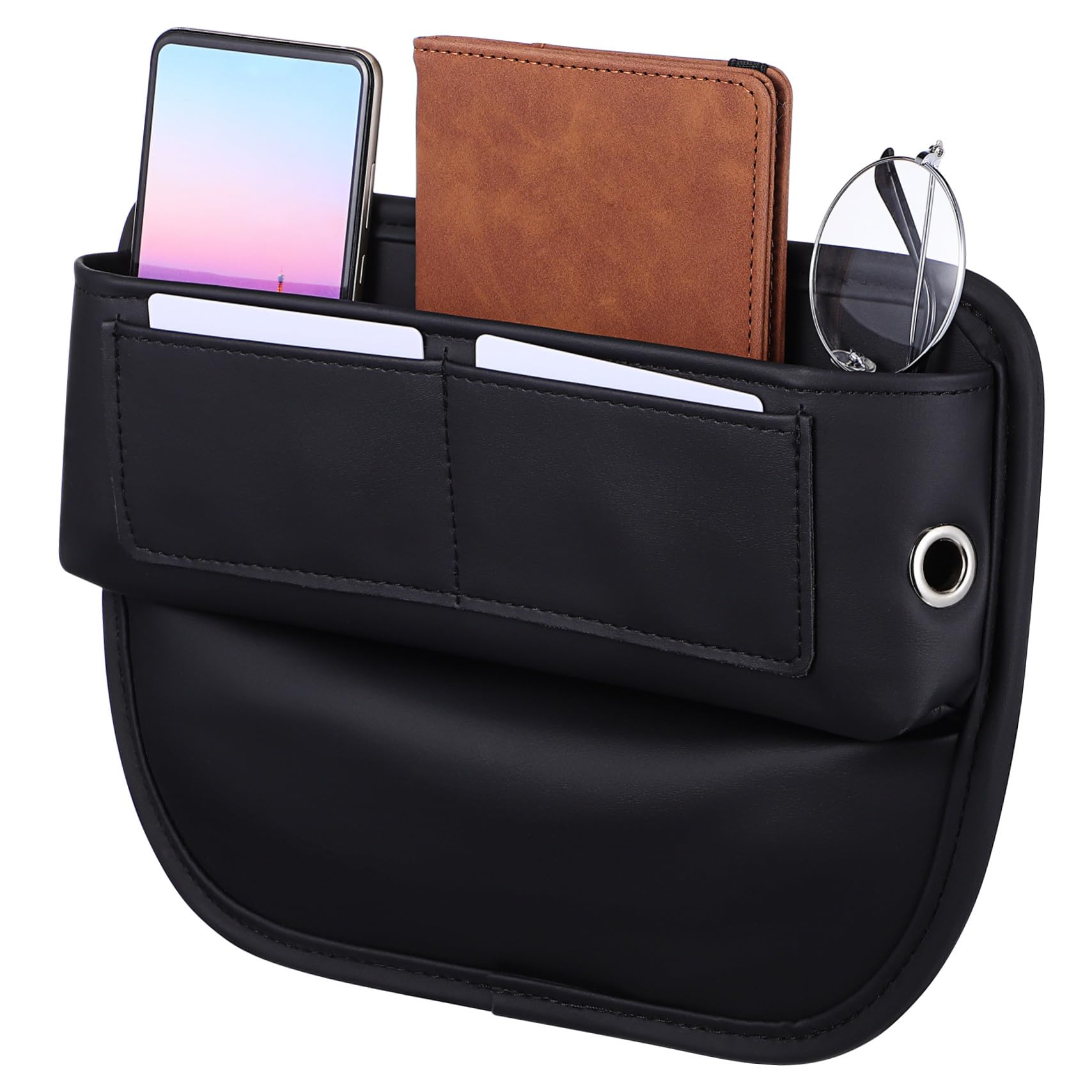 Organisateur de rangement pour siège voiture cuir noir boîte compacte entre sièges pratiques