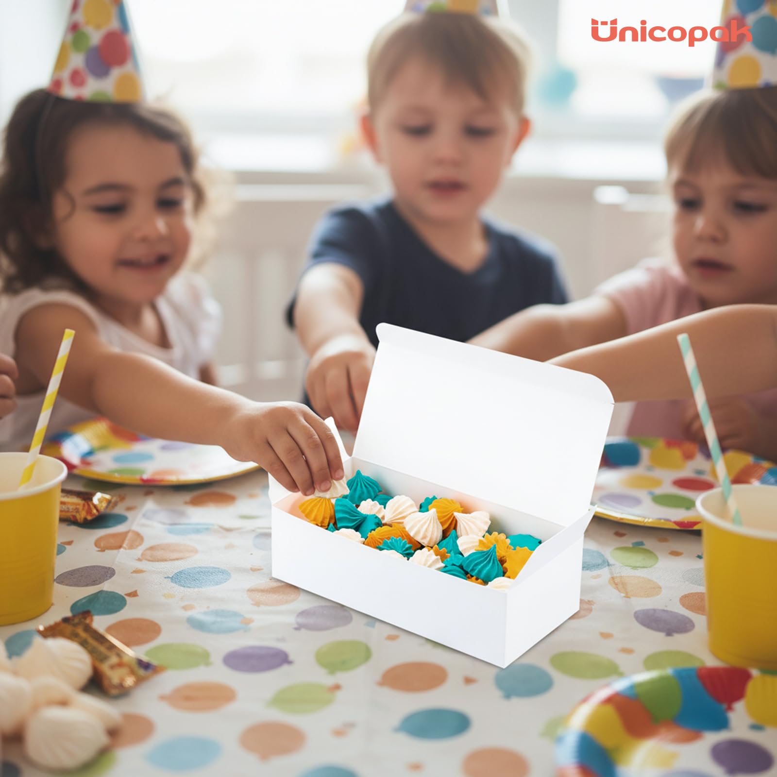 UnicoPak 20 Pack 1 Lb. Candy Boxes, Food Grade White Small Gift Boxes for Fudge Candy Chocolate Treat Goodie, Ideal for Birthday Christmas Party Homemade Business, 7 1/8" x 3 3/8" x 2"