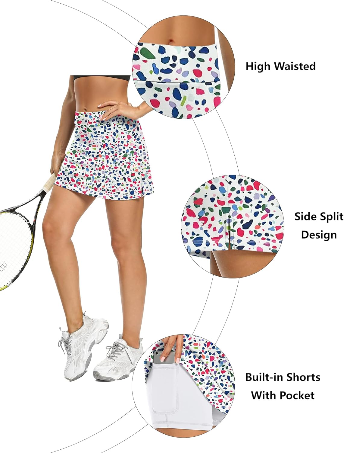LouKeith Tennis Skirts for Women Golf Athletic Activewear Skorts Mini Summer Workout Running Shorts with Pockets - Image 3