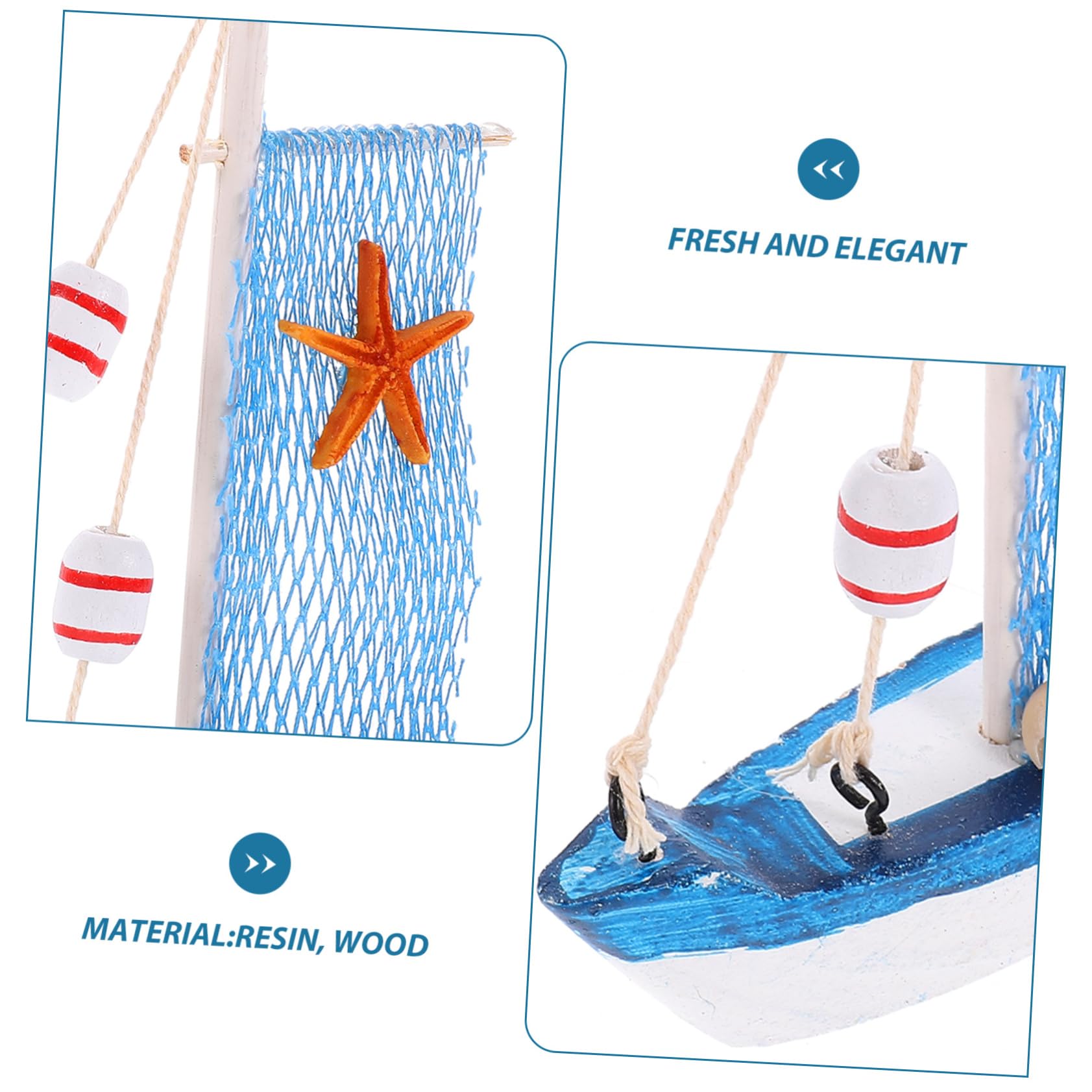 Cabilock Sailboat Figurine Decor Mediterranean Style Wooden Sailing Ship Model for Nautical Home Decoration Room Accent for