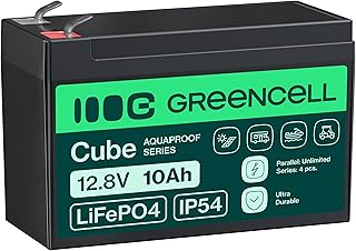 Green Cell Cube LiFePO4 Akku 10Ah 12.8V – Lithium-Eisenphosphat-Batterie für Wohnmobile, Boote, Solaranlagen, Off-Grid-Systeme, mit BMS, leicht & sicher