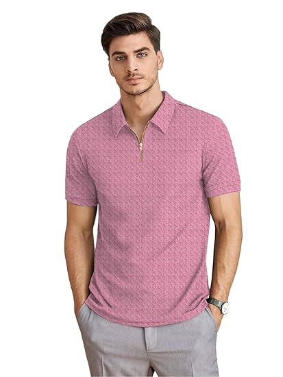 KAJARU Men's Solid Regular Fit T-Shirt (TSRT-8016_Gulabi