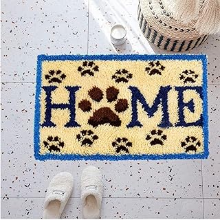 Latch Hook Kits for Adults Rug 52X38cm DIY Rug Making Kit for Adults Home Color Printed Latch Kits, Kids Latch Hook Rug Kit, Carpet Crochet Kits, Dog Paw Latch Hook Craft Kits, Latch Hook Cushion Kits
