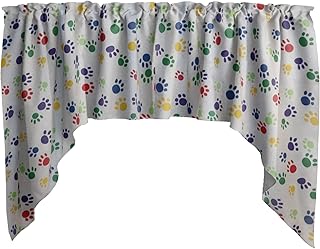 Zen Creative Designs Paw Print Swag Window Valance Cotton Animal Print Home DÃ©cor Bedroom Nursery Kitchen Window (Big Paws Multicolors)