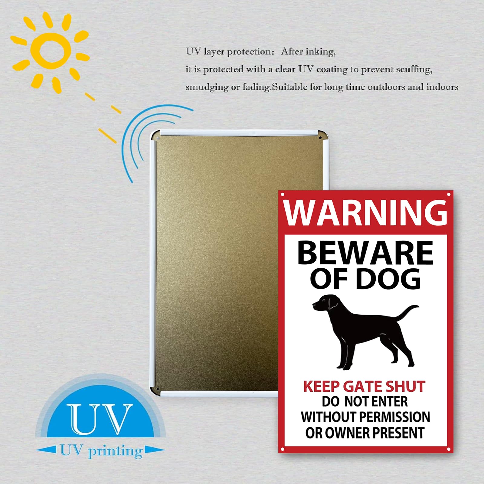 Panneau D'avertissement « Beware Of Dog » Pour Clôture « Do Not