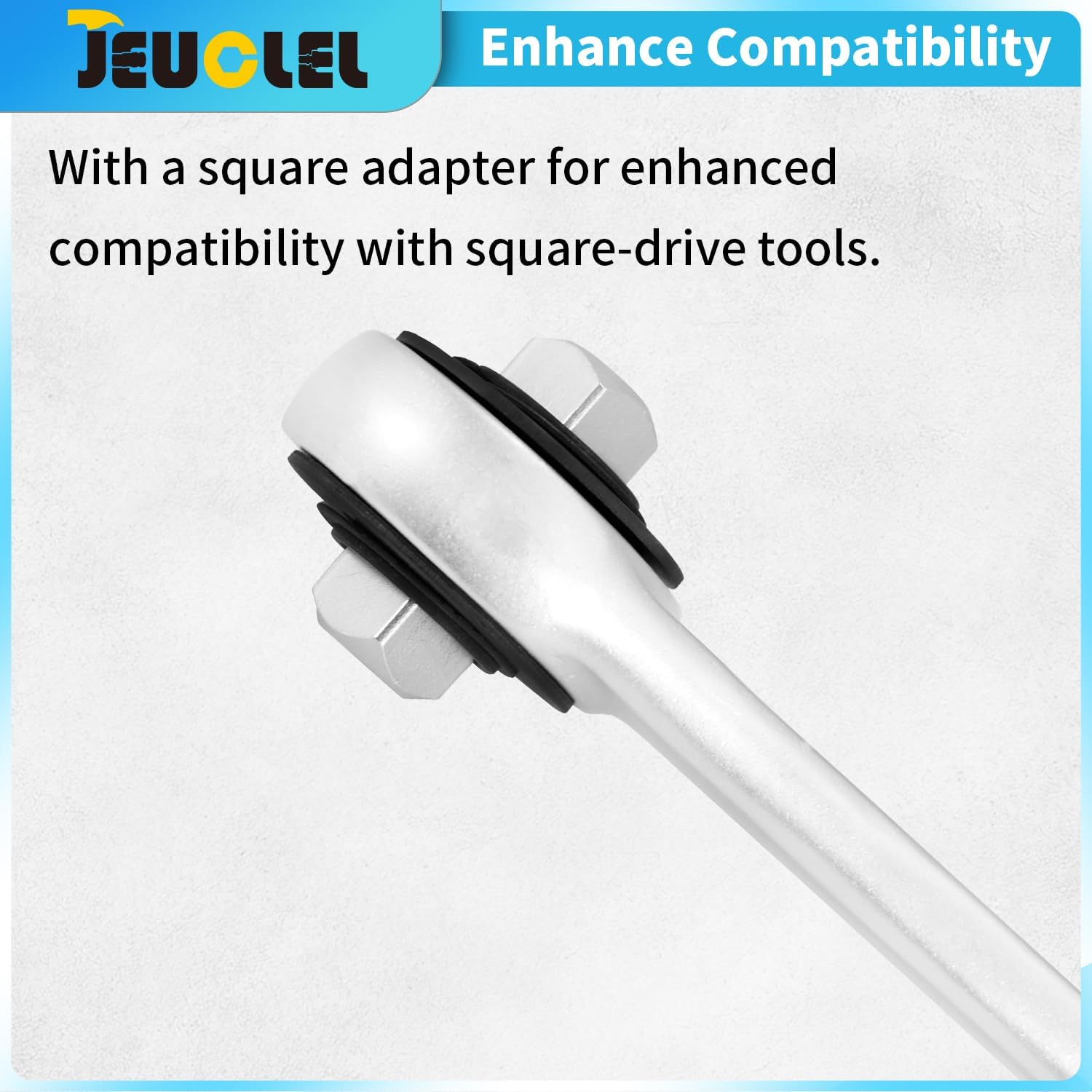 1/2" Drive Push through Ratchet, Internal Square 12.5 mm, 7.5° return angle, Square coupler, Medium toothed, Non-slip 2-component handle with hole, for Auto, Plumbing, General Repairs