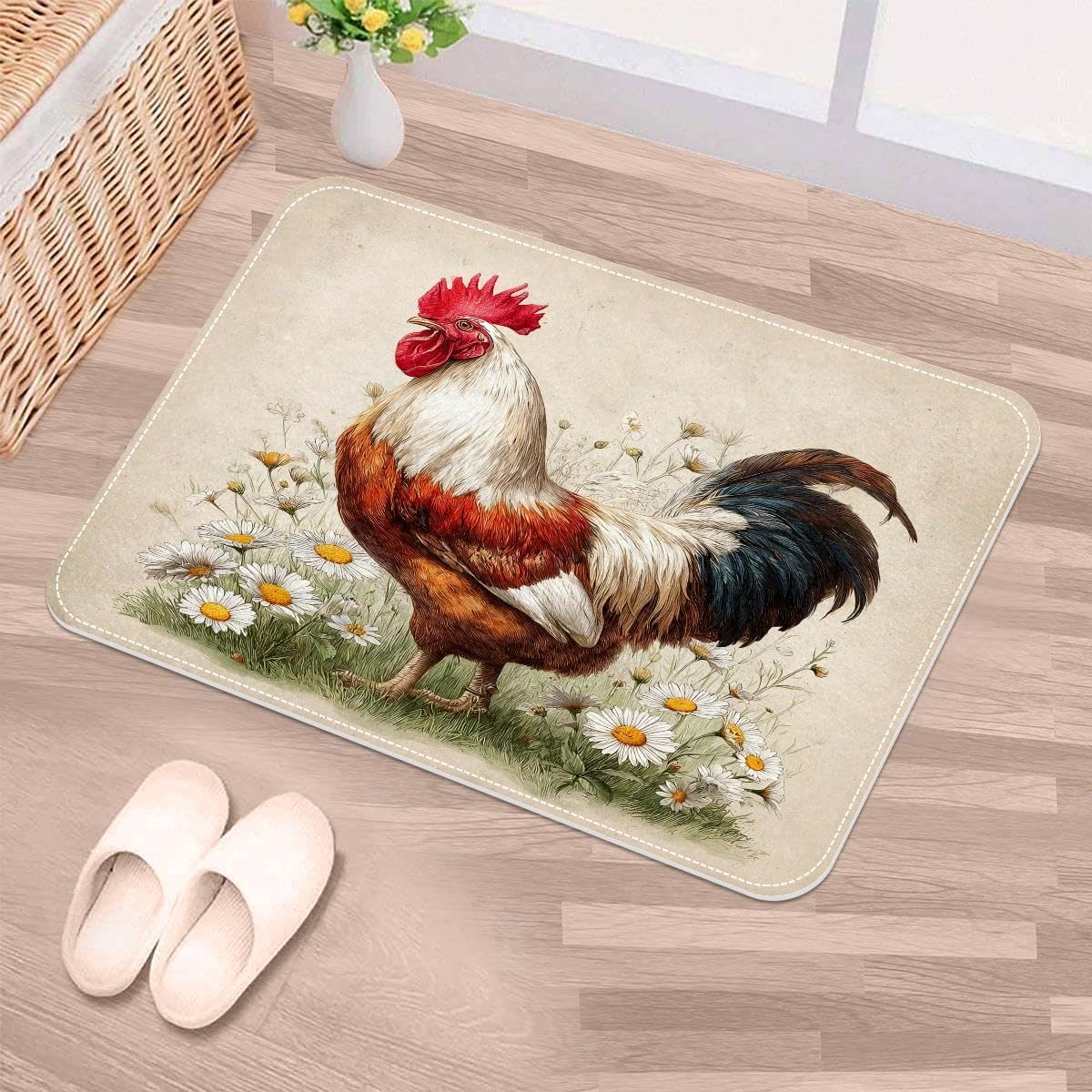 Felpudo de gallo 50x80 cm súper absorbente y lavable para mantener limpia tu entrada