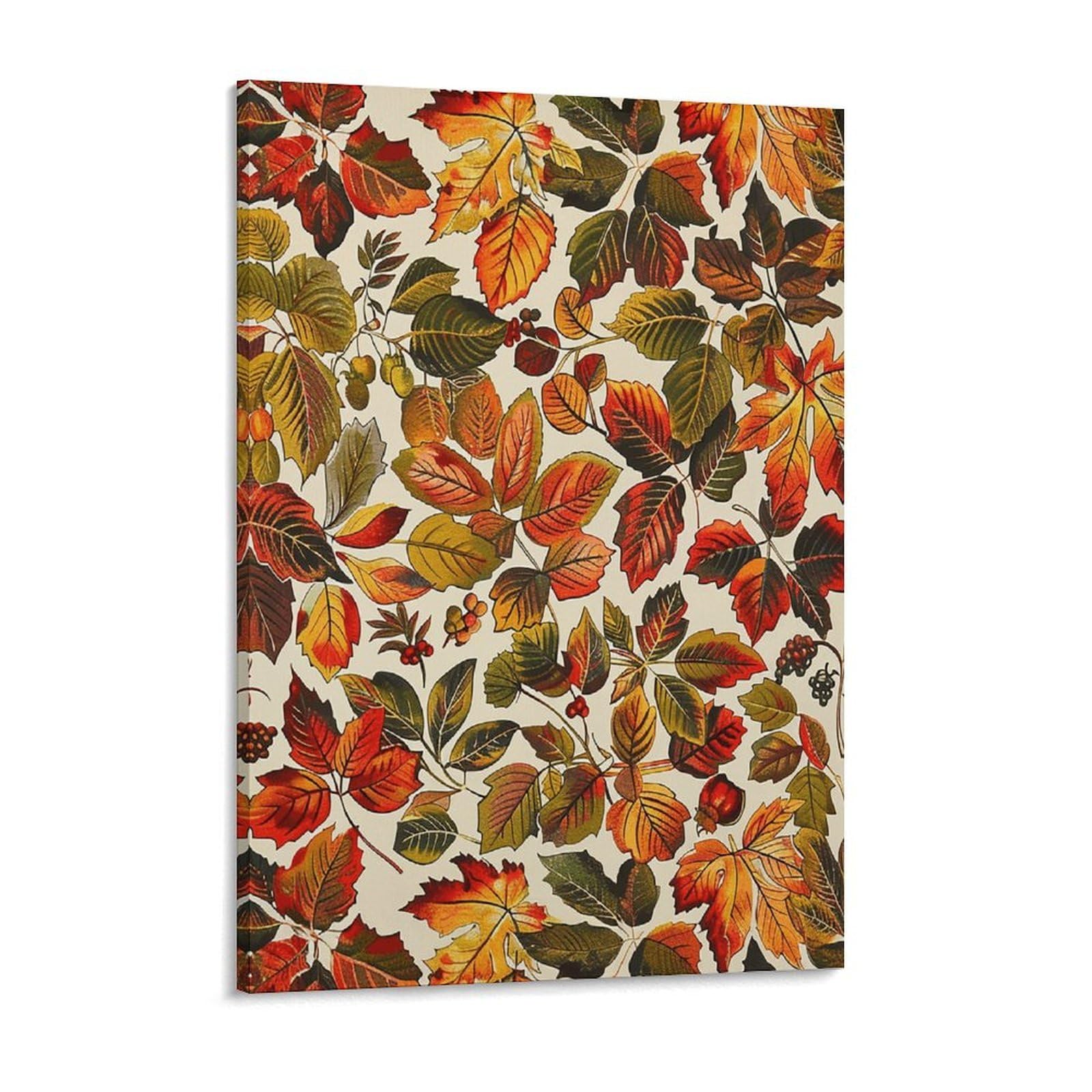 Leaves And Berries Canvas Wall Art for Bedroom 18x24inch Canvas Prints Artwork for Walls Modern Picture Artwork Painting for Living Room Aesthetic Wall Paintings for Bathroom Kitchen Office D