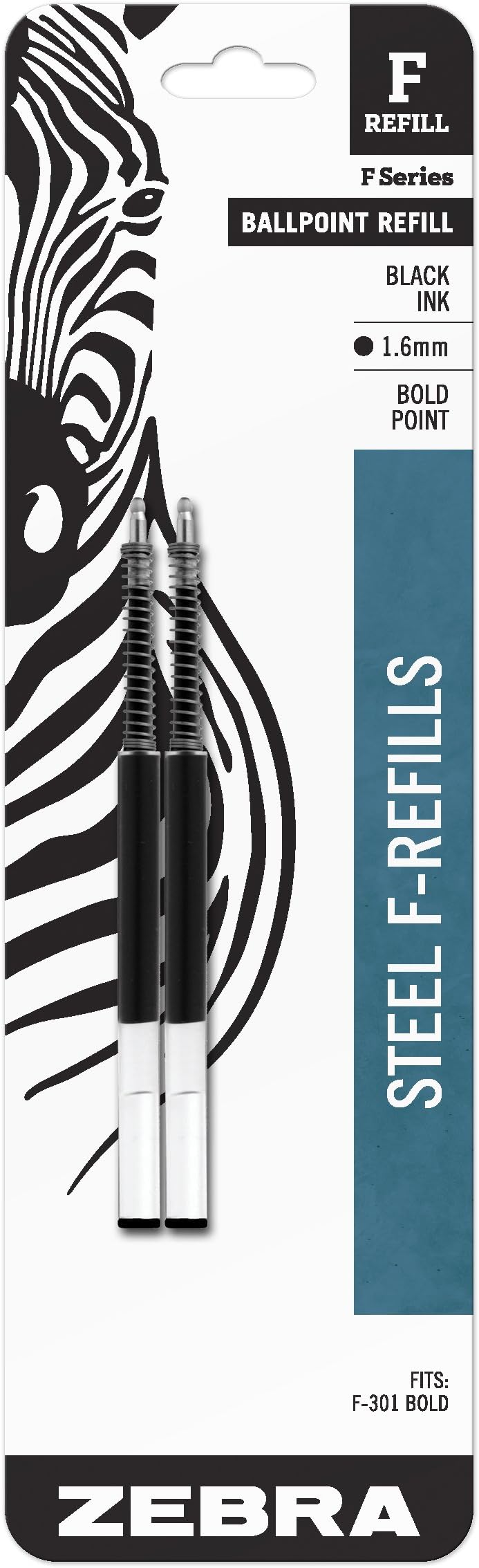 Corp. Refill for F-301, F-301 Ultra, F-402, 301A, Spiral Ballpoint, Black, Bold, 2/Pk - US-ZEB82712