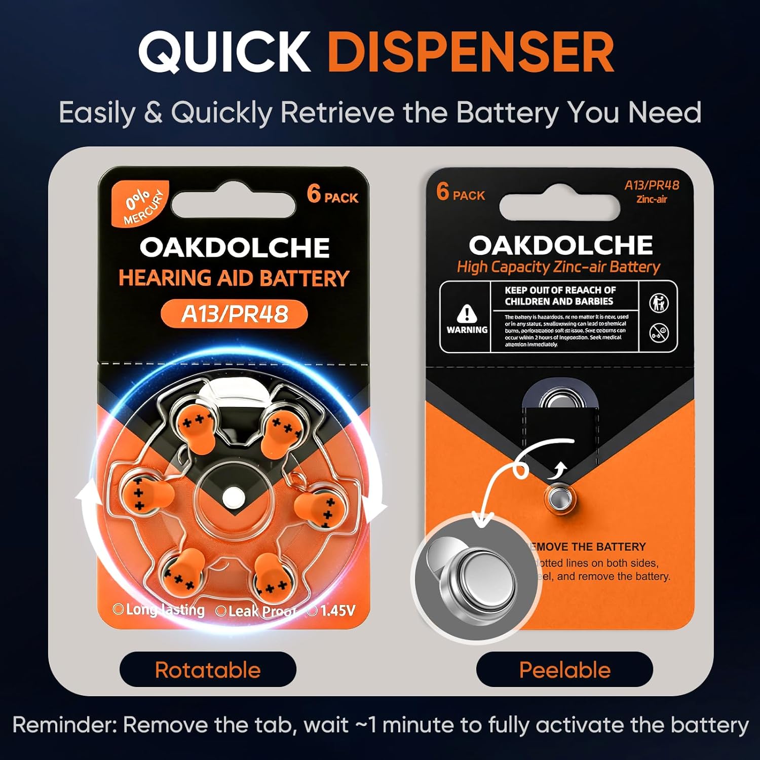 Hearing Aid Batteries Size 13, 90 Count, Mercury Free Zinc Air, 1.4V Long Lasting & Easy to Open