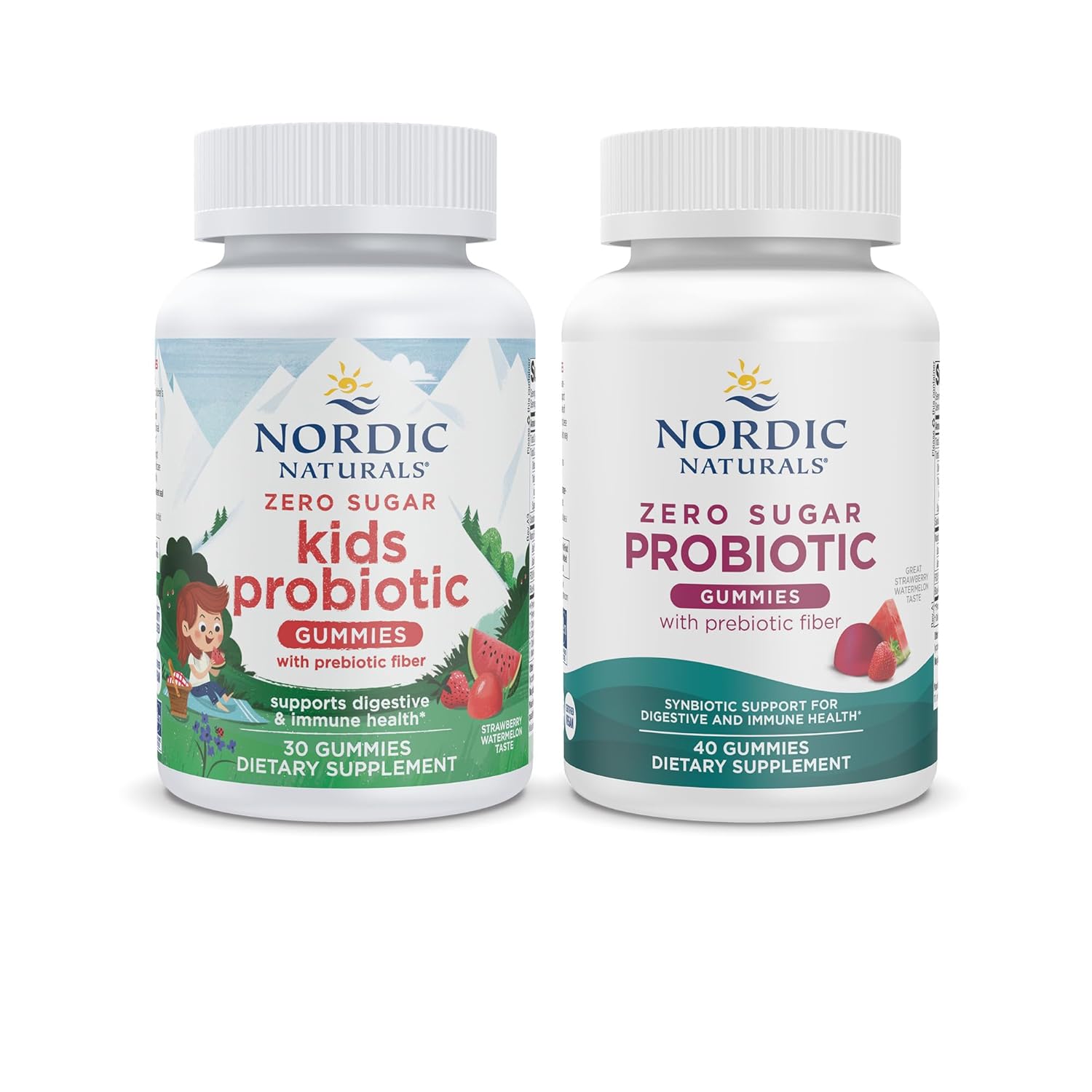 Nordic Naturals Vegan Probiotic Gummies Bundle - Zero Sugar Kids Probiotic Gummies - Strawberry Watermelon Flavor - 30 Gummies, Zero Sugar Probiotic Gummies - Strawberry...