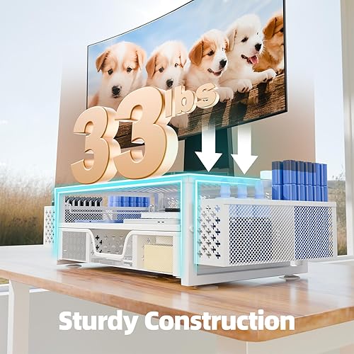 Miniatura 6 de Simple Trending Soporte de monitor de metal de 2 niveles para monitor y organizador de escritorio de computadora con cajón y soporte para bolígrafo