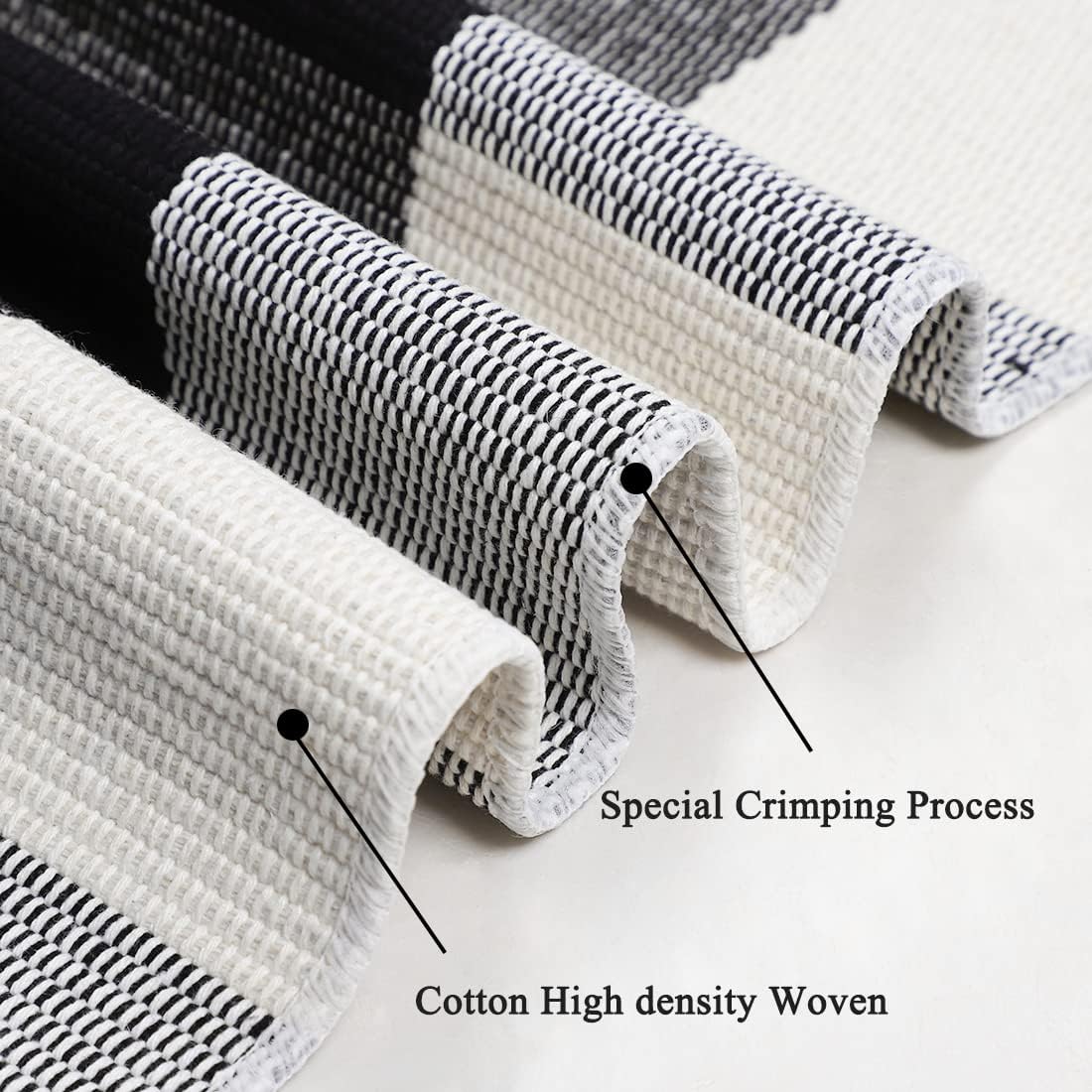 uxcell Buffalo Check Rug,Plaid Outdoor Rug,Layered Door Mat,Cotton Gingham Rugs,Floor Mat for Front Porch/Runner/Bedroom/Kitchen/Farmhouse 59"x35" Black & White