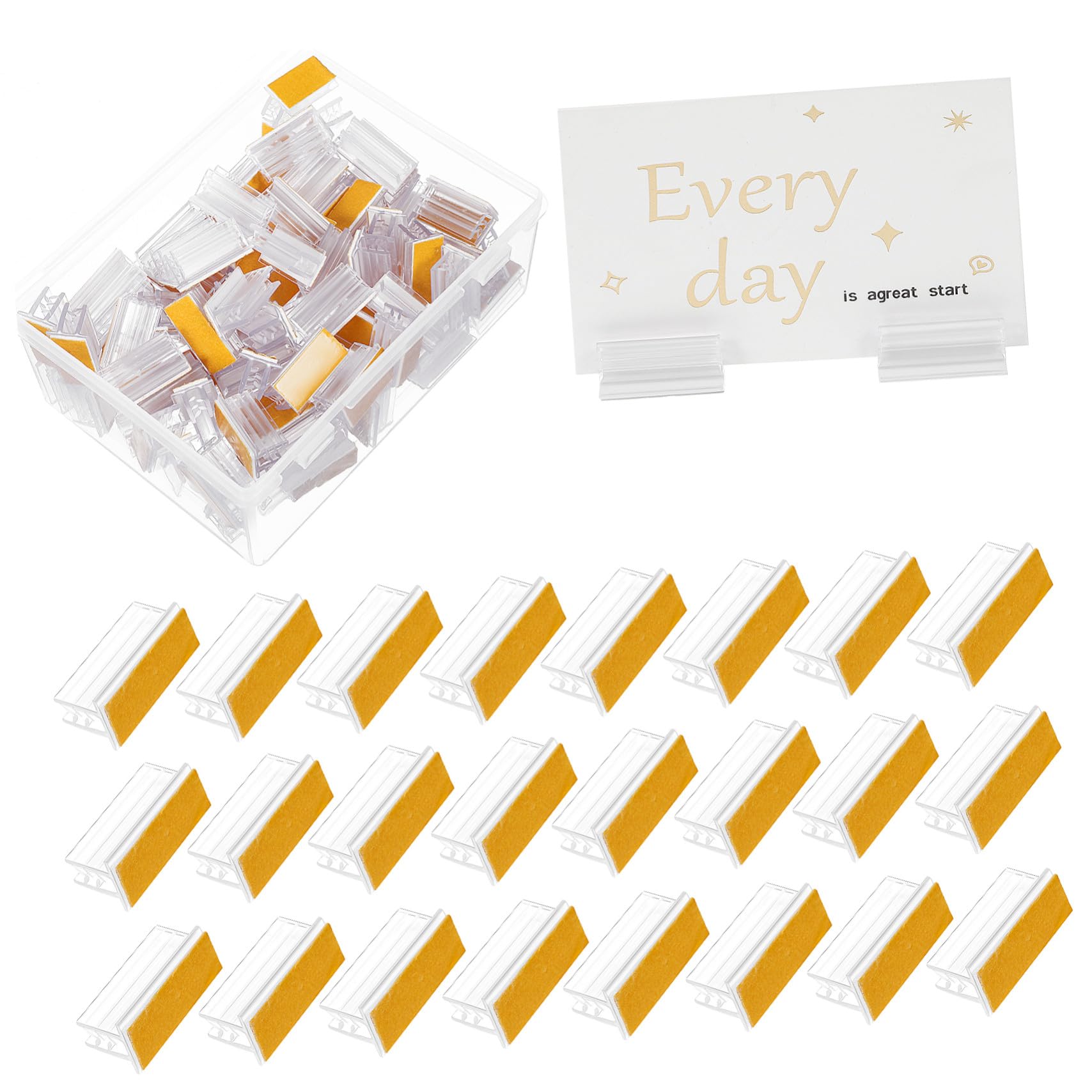 Hemobllo Set Da 100 Clip Porta Cartellini in Acrilico 25x13x11mm, Porta Segnaposto Anti-starnuto Supporto Adesivo, Clip Per Espositori in Negozi, Ristoranti e Uffici