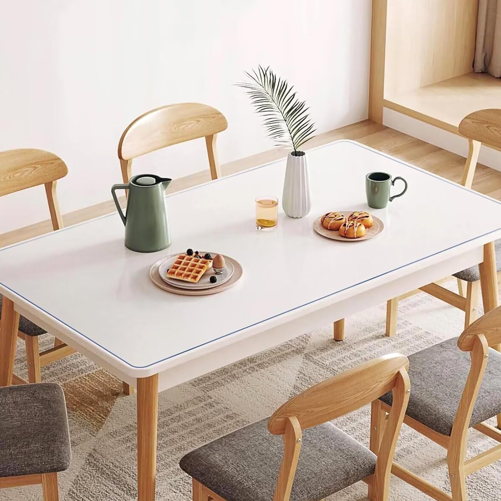 Gruby obrus z PVC – wodoodporny, odporny na ciepło i zarysowania, do jadalni, na stolik kawowy, biurko i na imprezy, łatwy w czyszczeniu (A-1.5 Mm 90 x 130 cm)