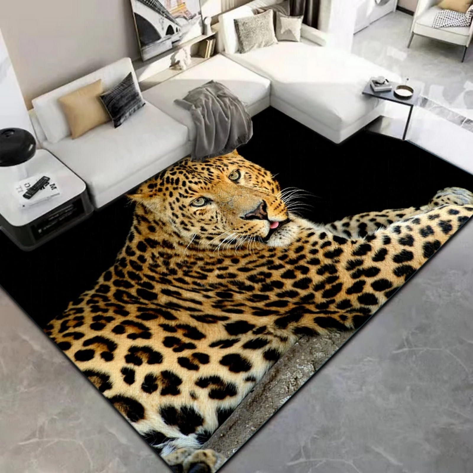 Kids Play Rug 80 X 120 Cm Washable Kids Area Rugs For Boys Bedroom Non-Slip 3D Animal Leopard Carpet Durable Living Room Mat Rug For Playroom Children Bedroom Boys Decor-3304603153604 — image 1