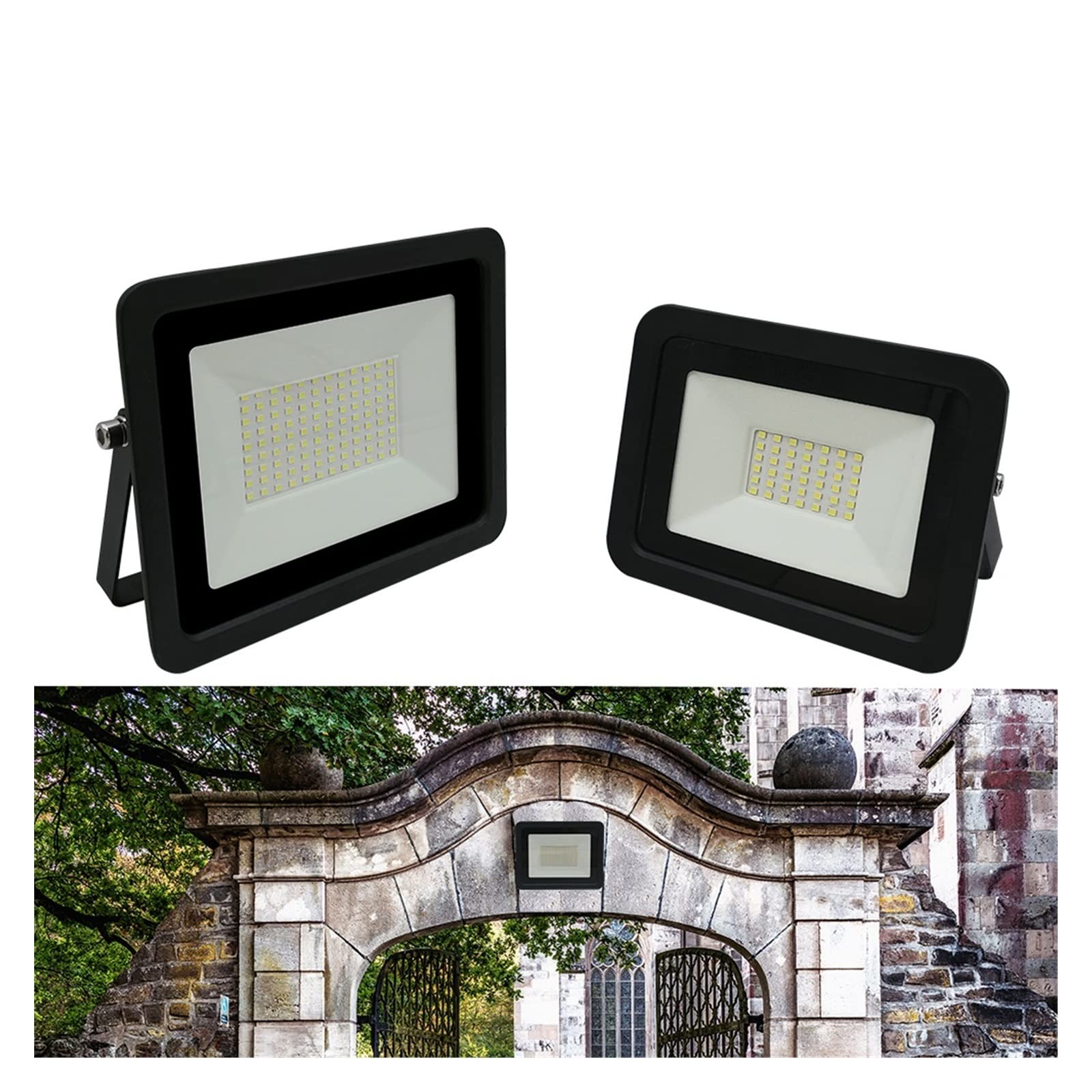 Światło powodziowe LED DOPROWADZIŁO Powódź 1 0W 20W 30W 50W 100W Lampa reflektorów wodoodporna IP68 Whgite reflector LED zewnętrzny światło zewnętrznych Na zewnątrz wodoodporny(Cold white,100W)