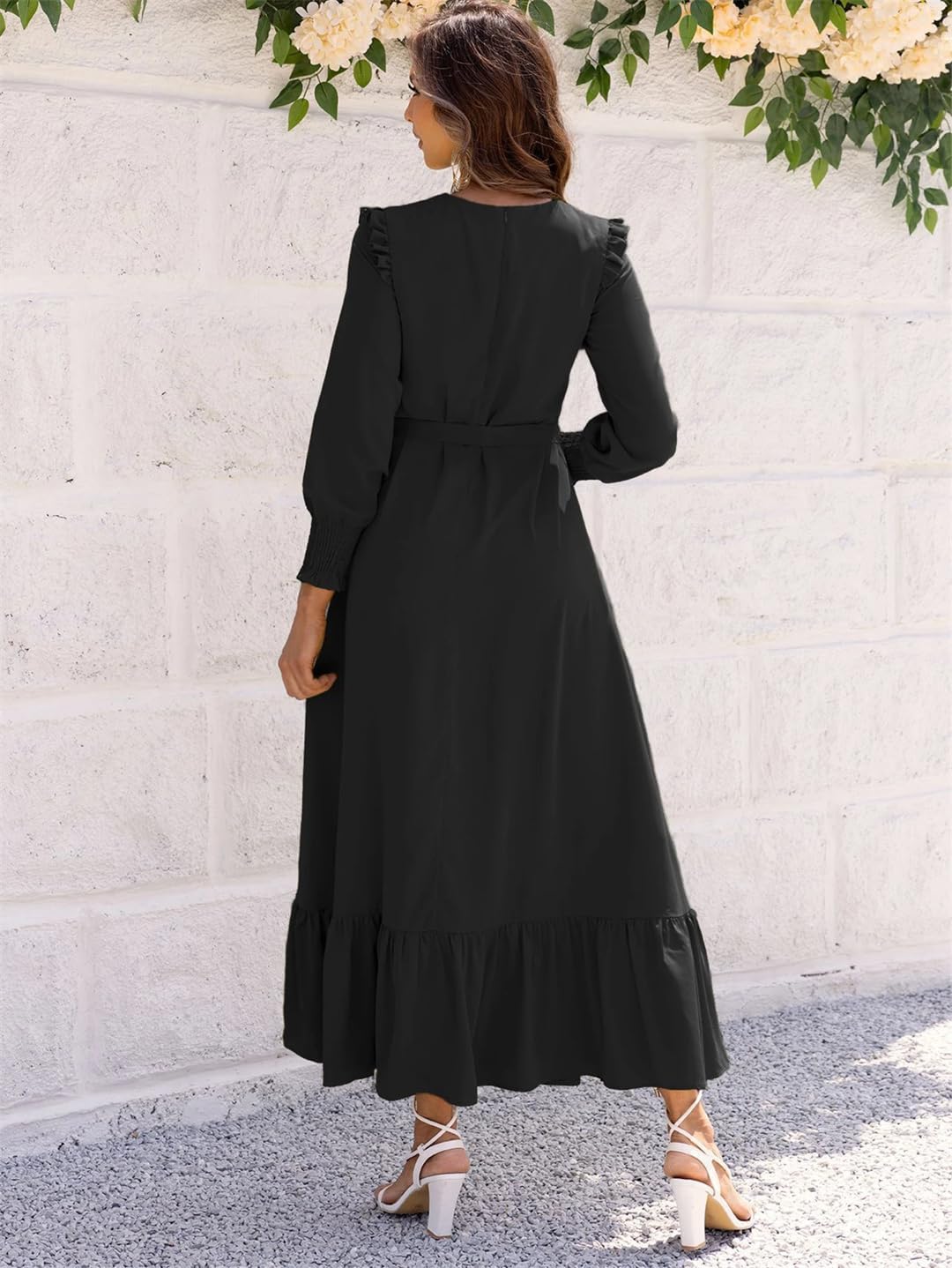 Sexy Vintage Black Maxi Summer Dress Women Elegant Birthday Party Dress Long Sleeve Prom Evening Dresses